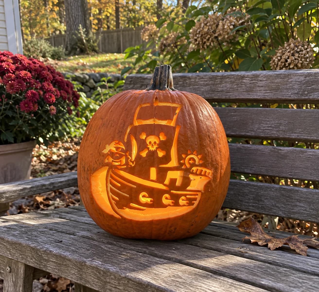 Pirate Ship Pumpkin Stencil