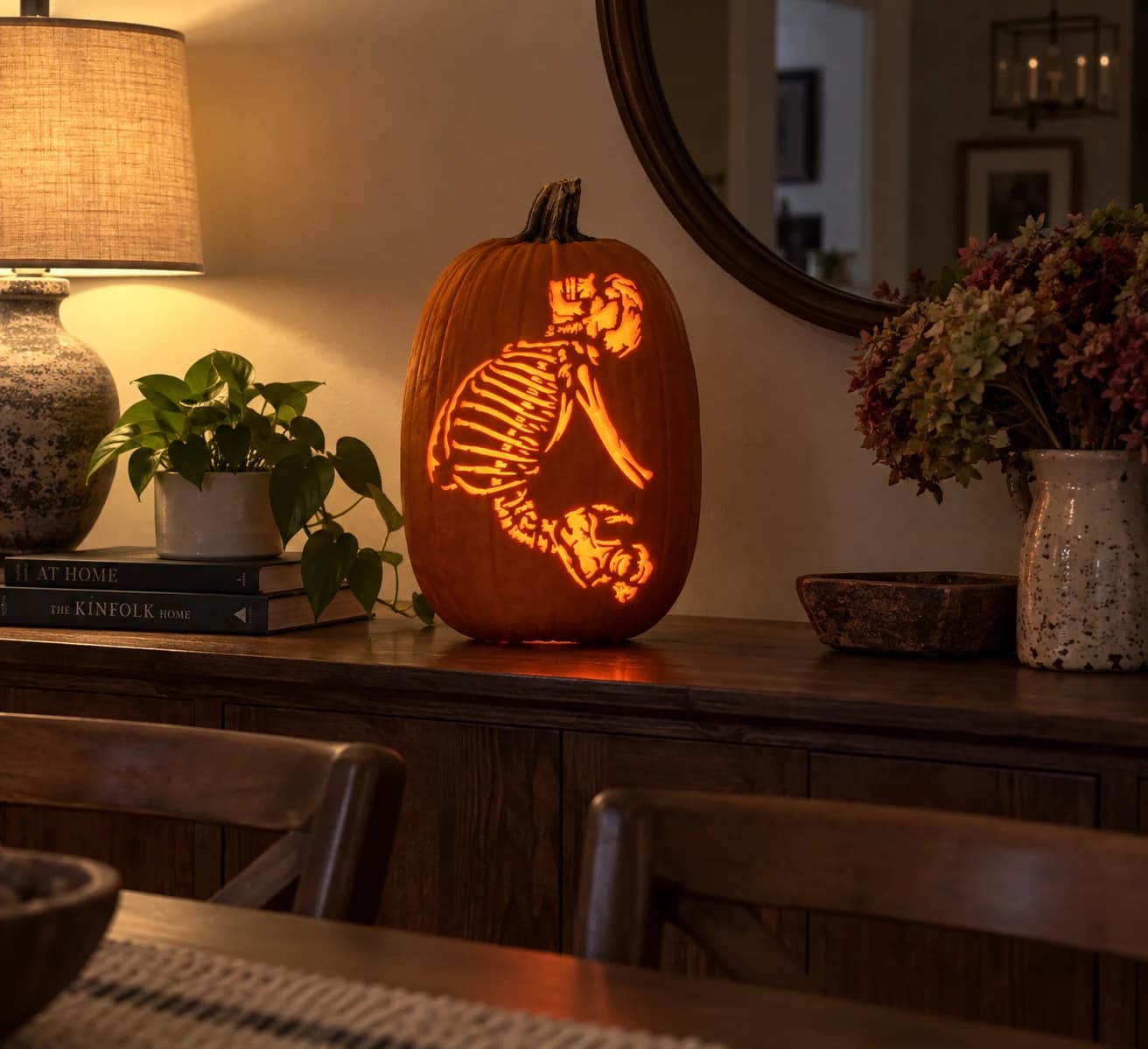 Animal Skeleton Pumpkin Stencil