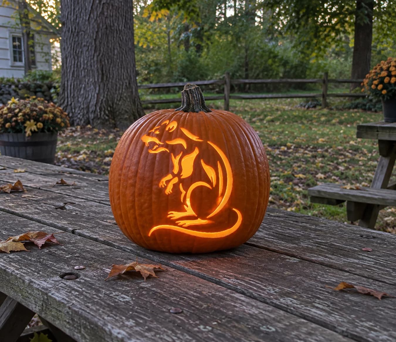 Snarling Rat Pumpkin Stencil