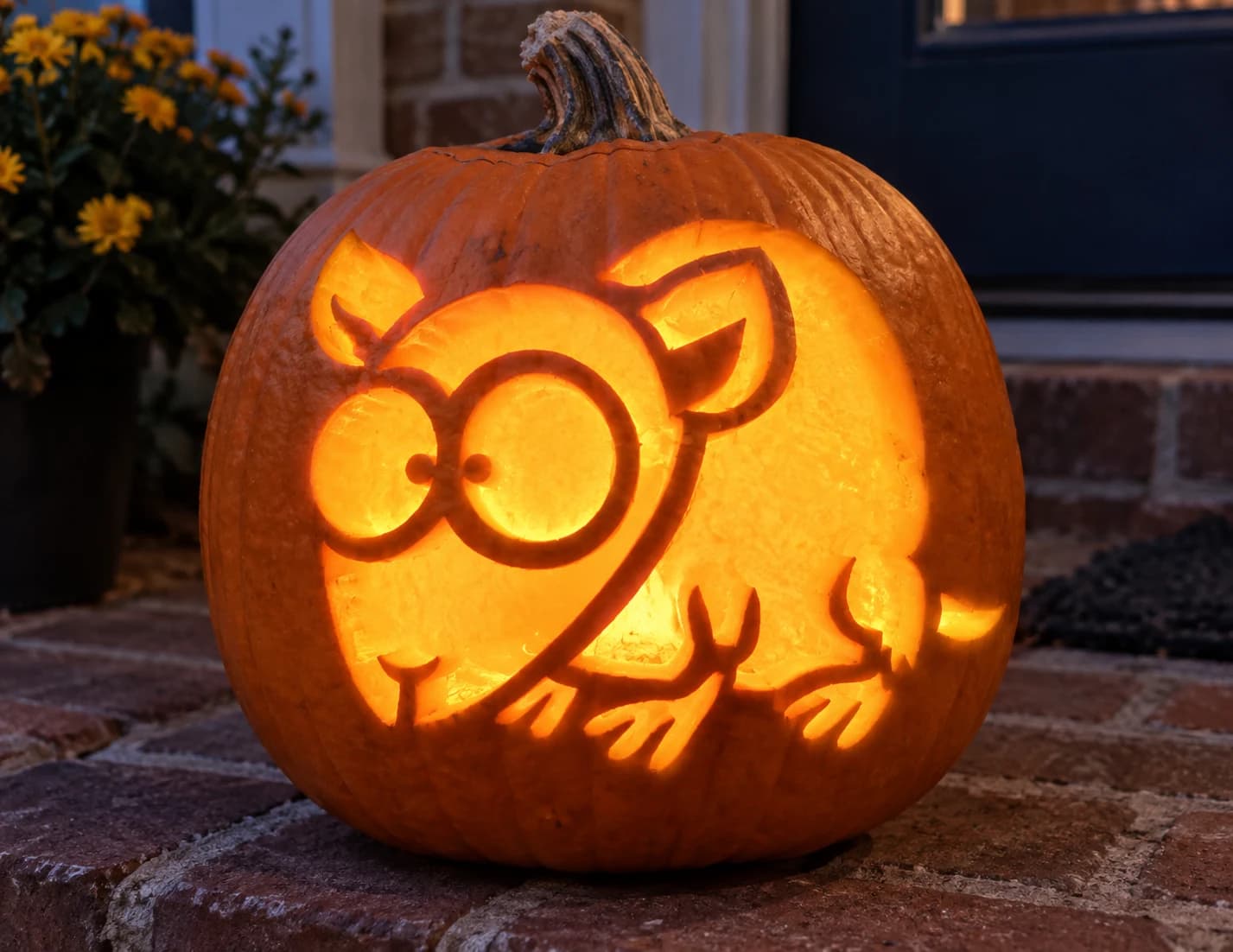 Opossum Pumpkin Stencil
