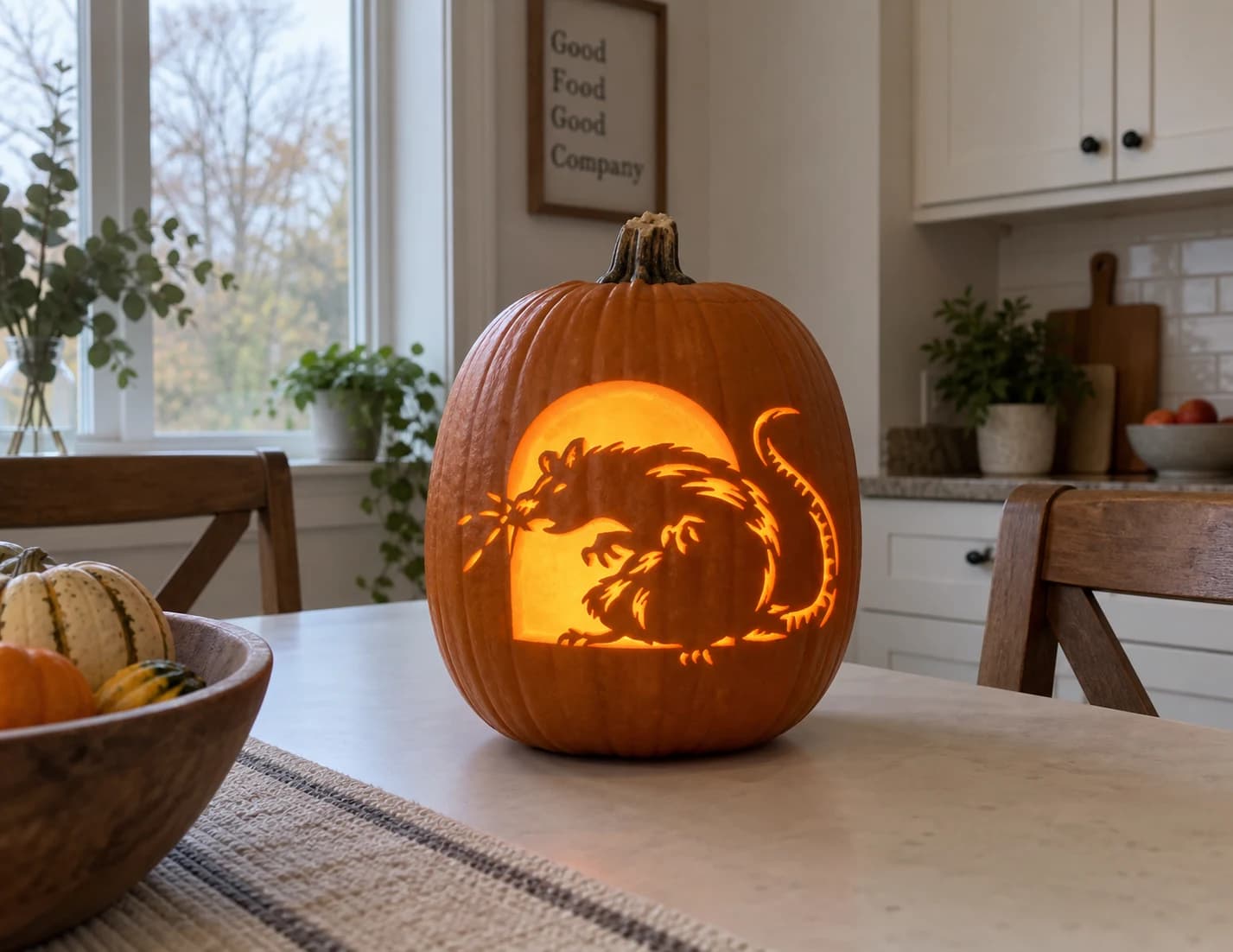 Rat and Moon Pumpkin Stencil