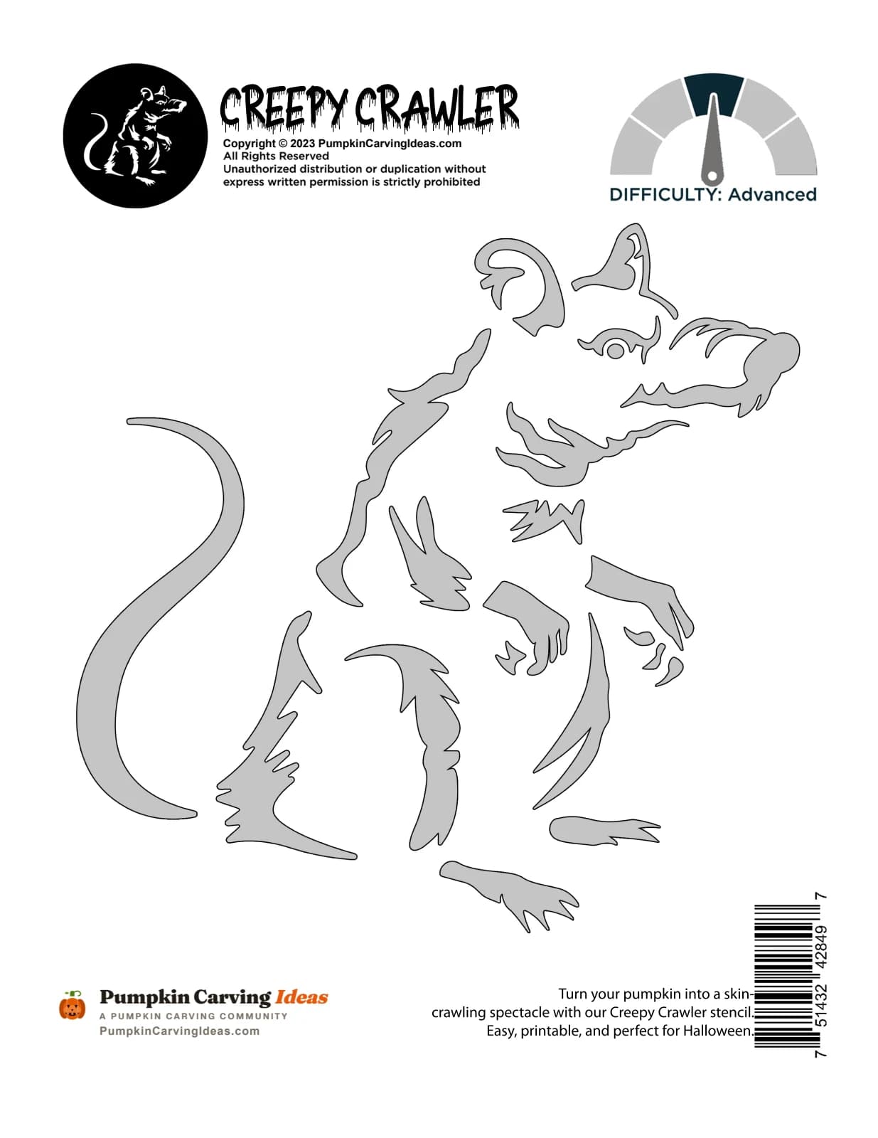 Snarling Rat printable pattern