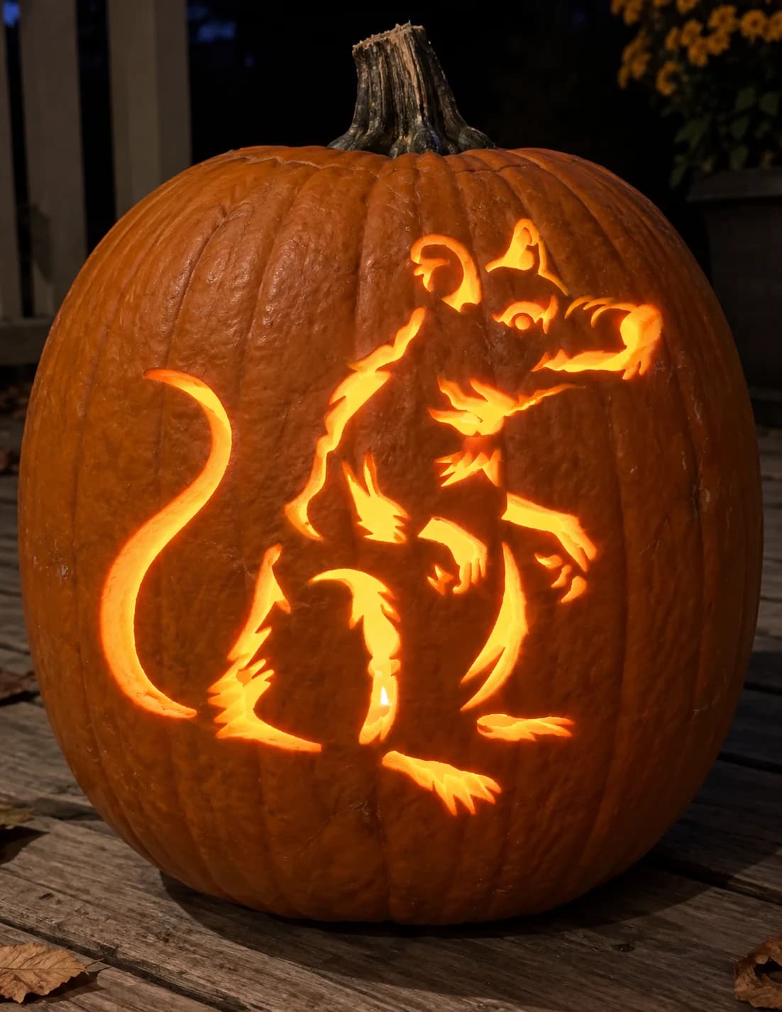 Snarling Rat Pumpkin Stencil
