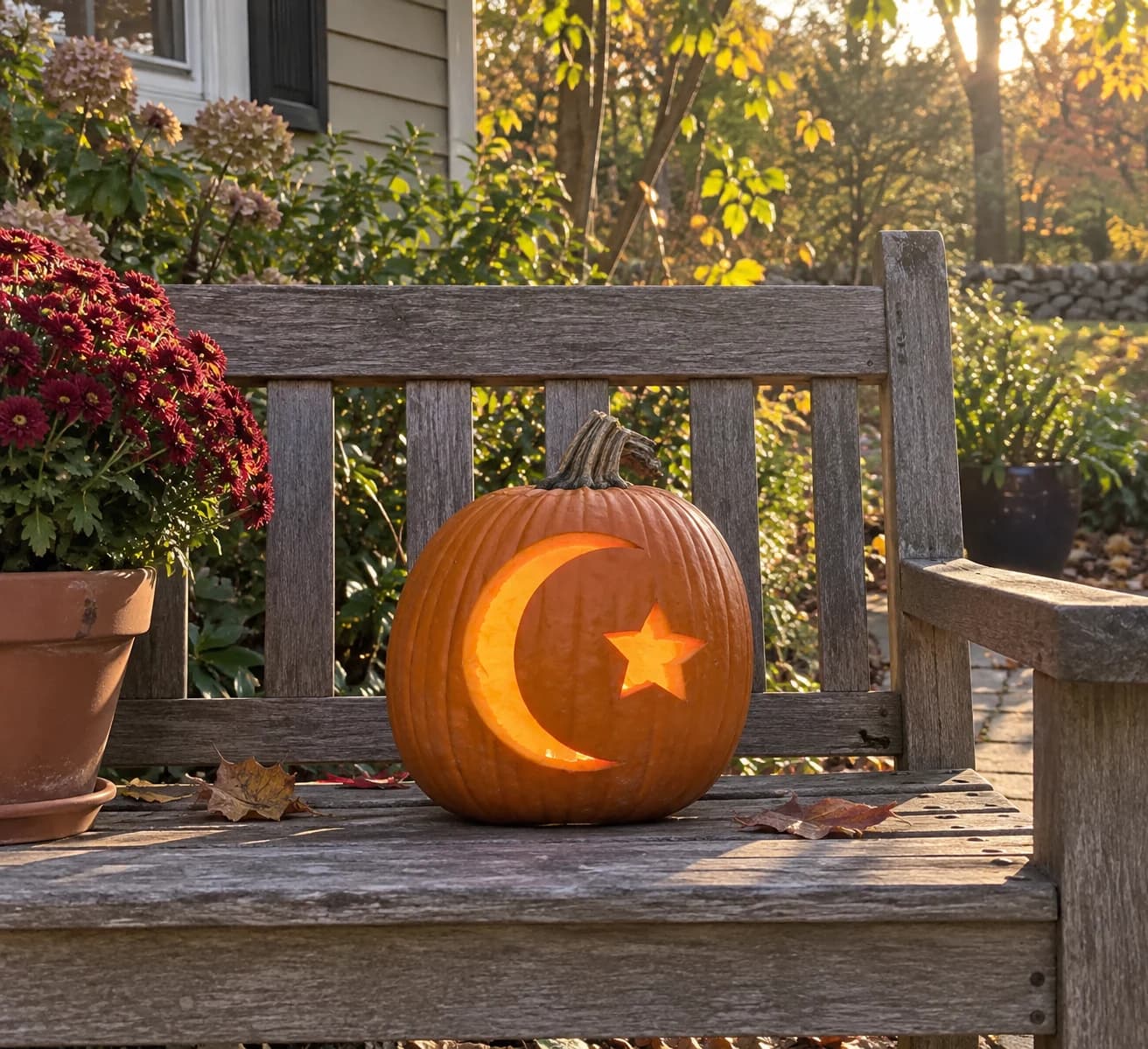 Crescent Moon and Star Pumpkin Stencil