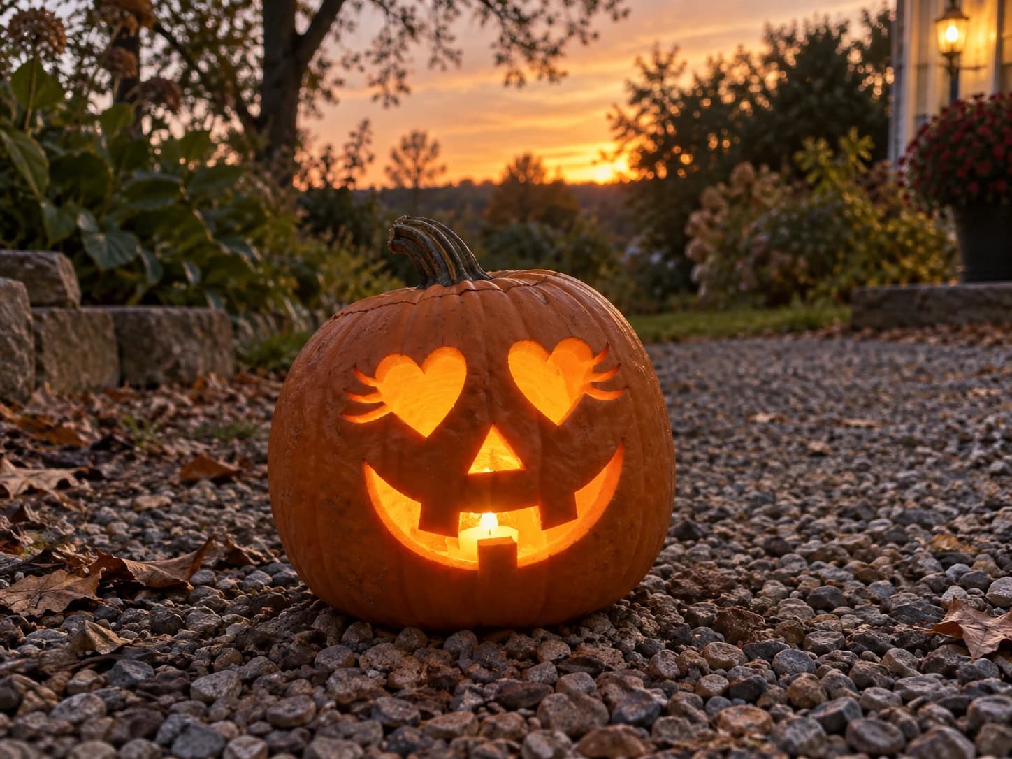 Heart Eyes Jack-o-Lantern Pumpkin Stencil