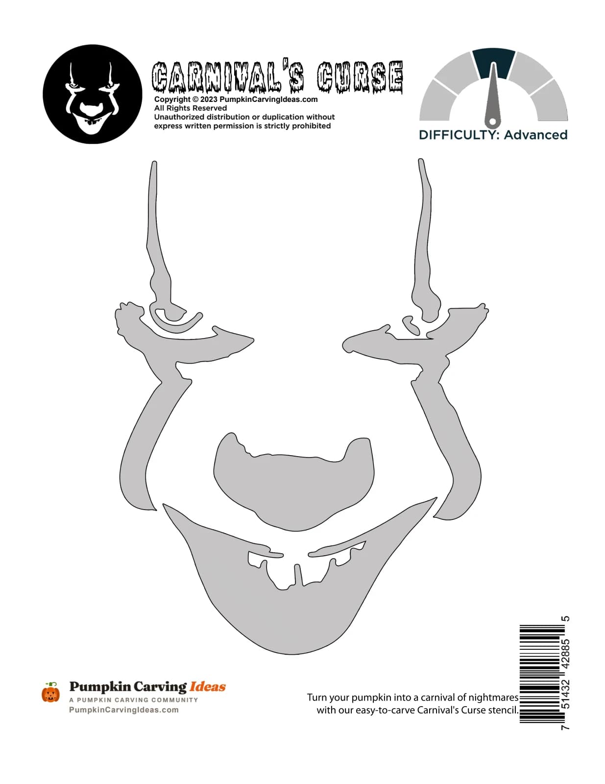 Evil Clown printable pattern