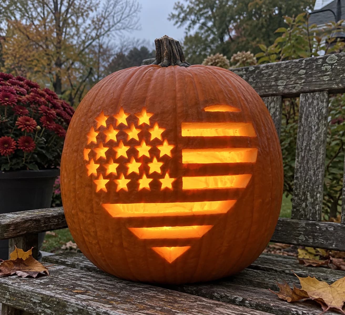 American Flag Heart Pumpkin Stencil pumpkin carving stencil