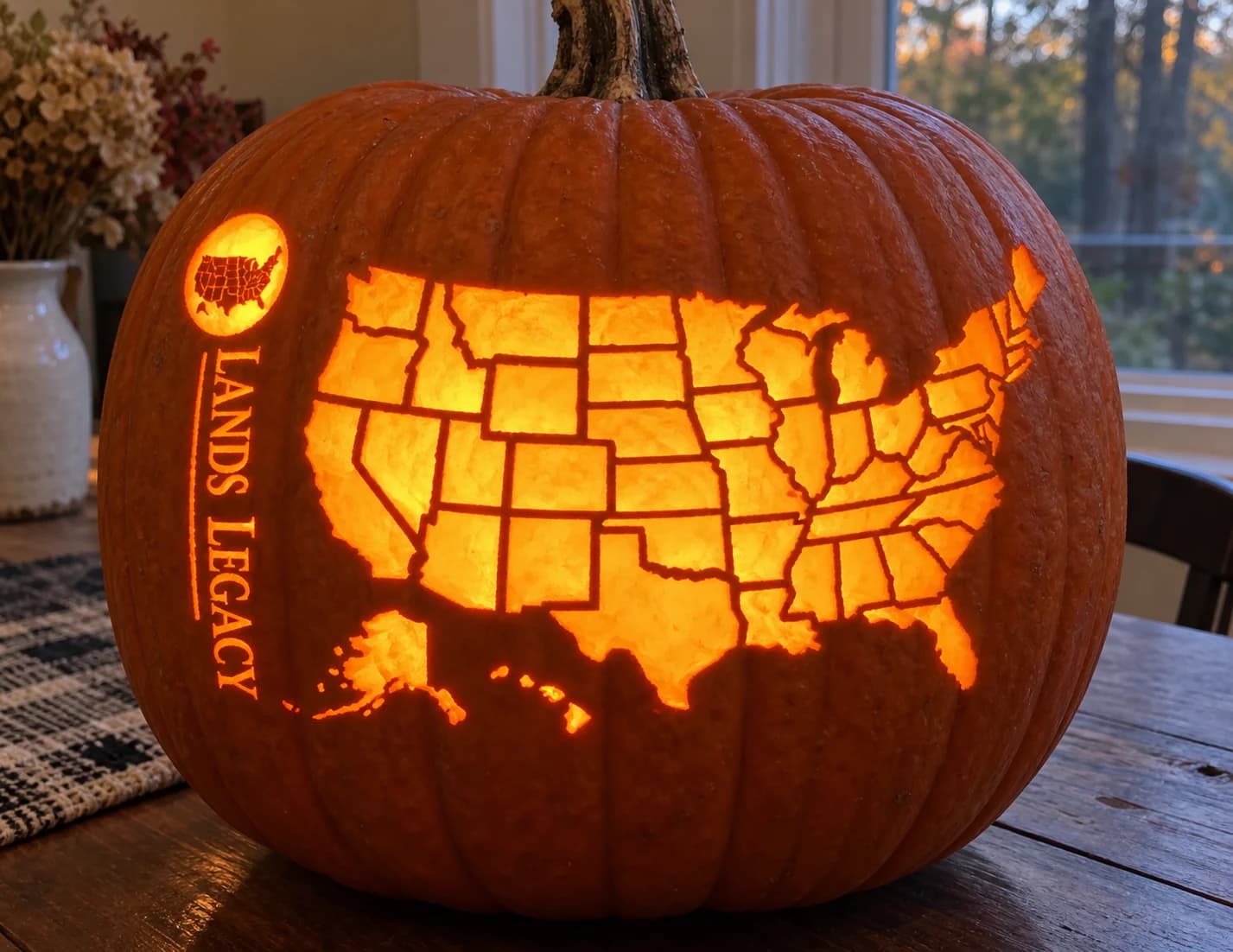 USA Map Pumpkin Stencil