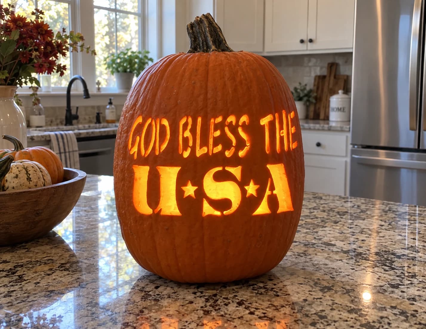 God Bless the USA Pumpkin Stencil pumpkin carving stencil