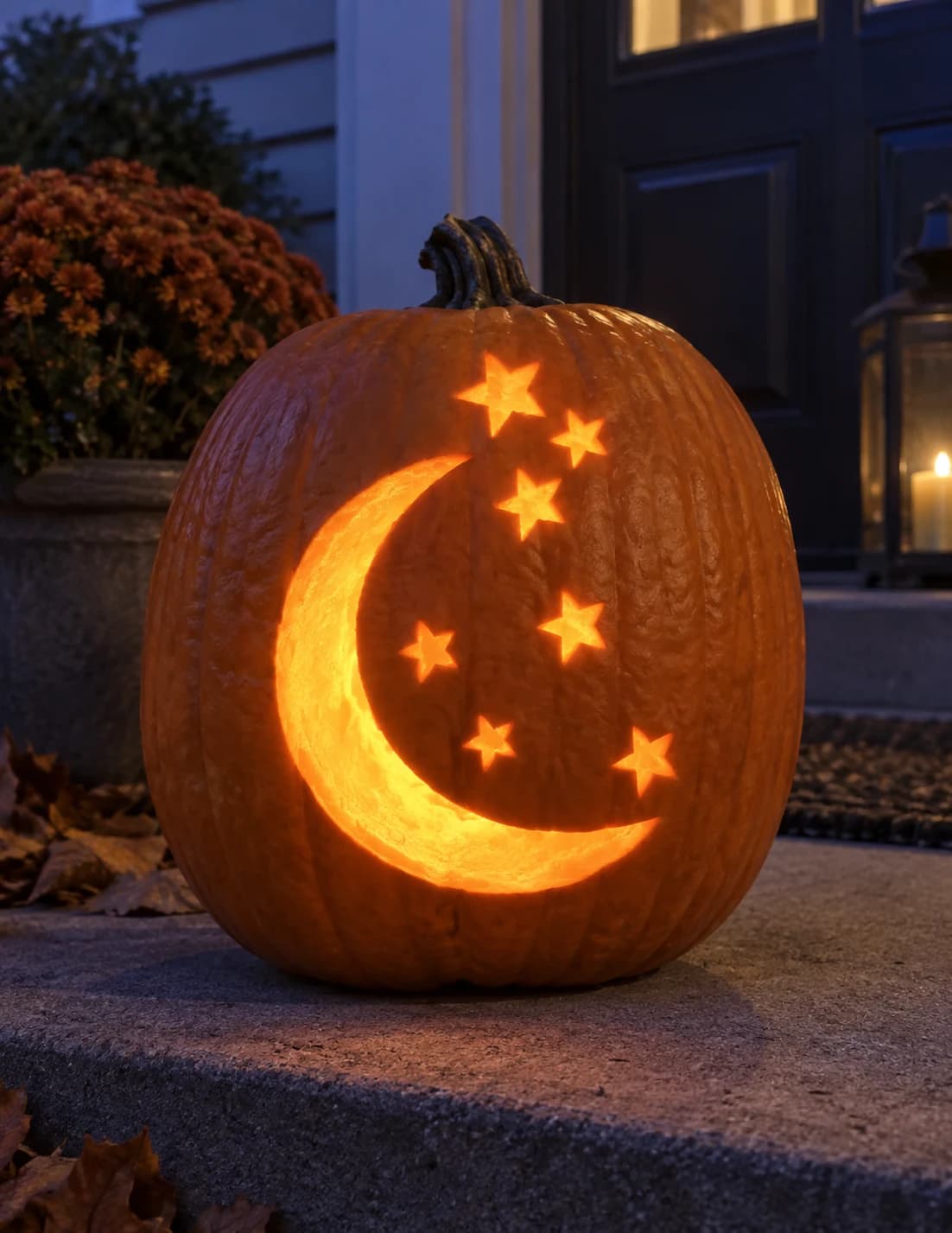 Moon and Stars Pumpkin Stencil