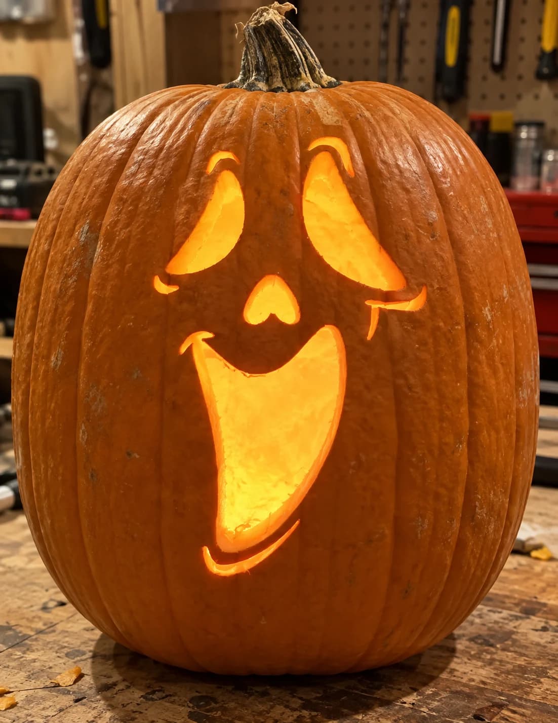 Screaming Ghost Face Pumpkin Stencil