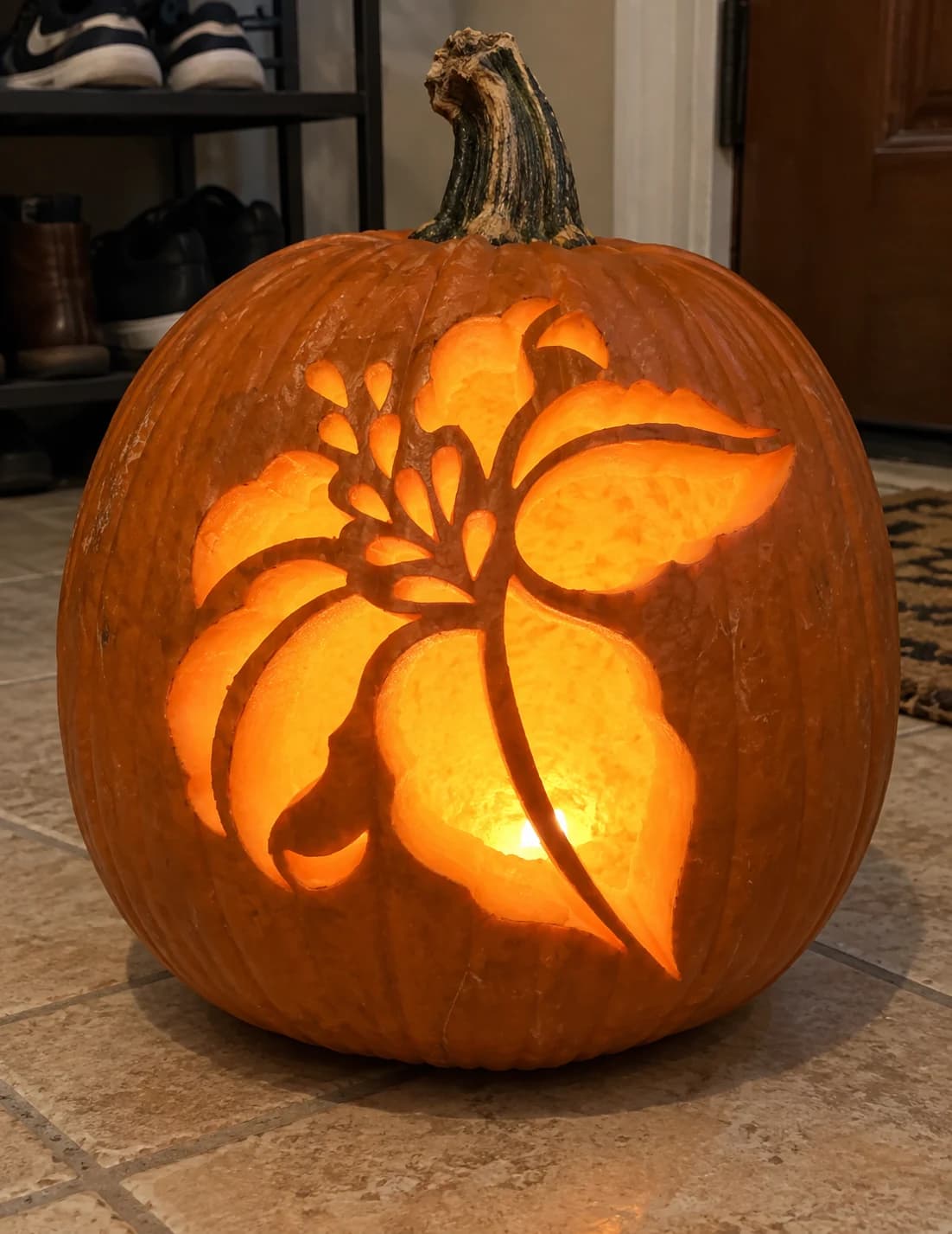 Lily Flower Pumpkin Stencil