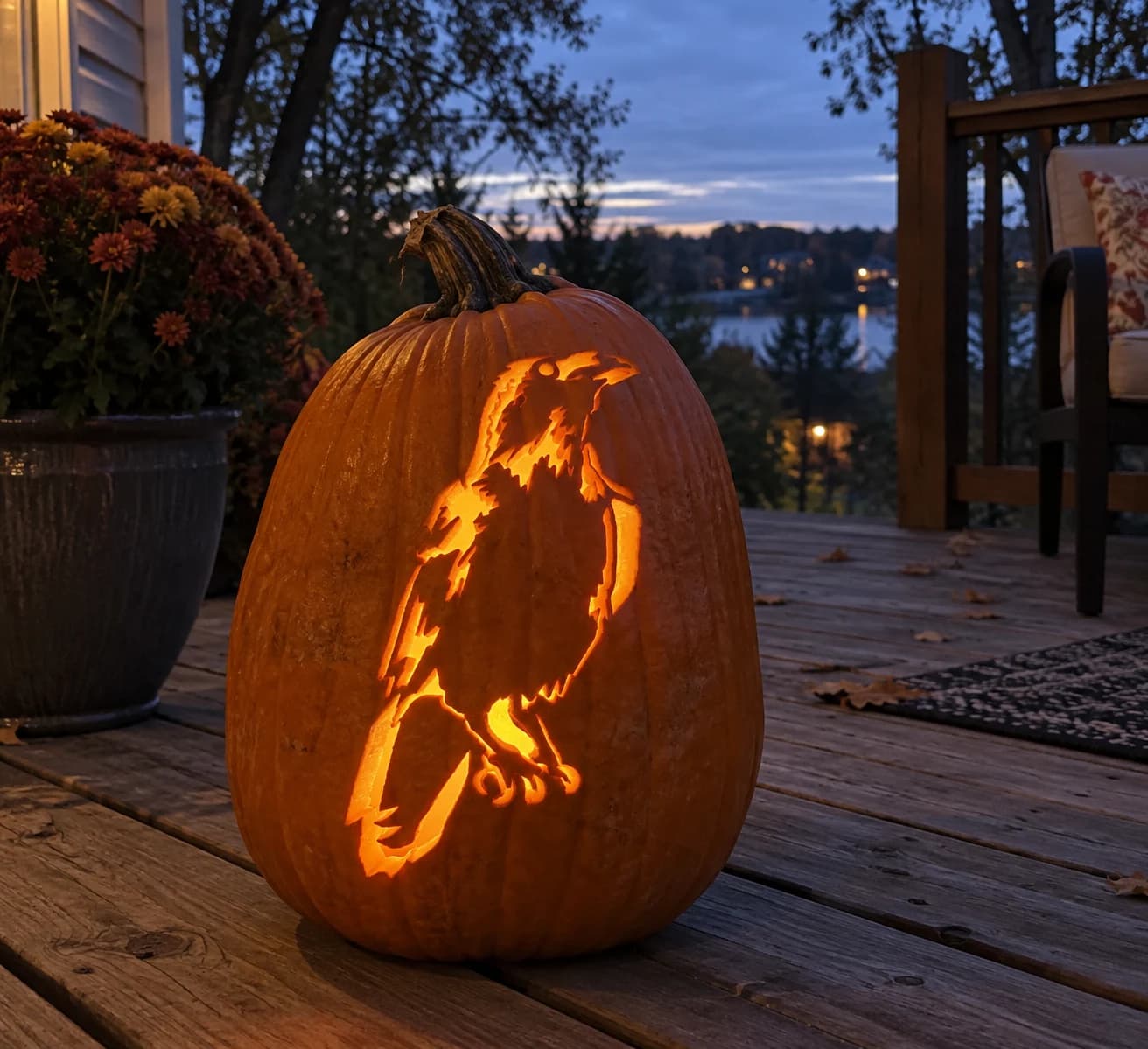 Perched Raven Pumpkin Stencil