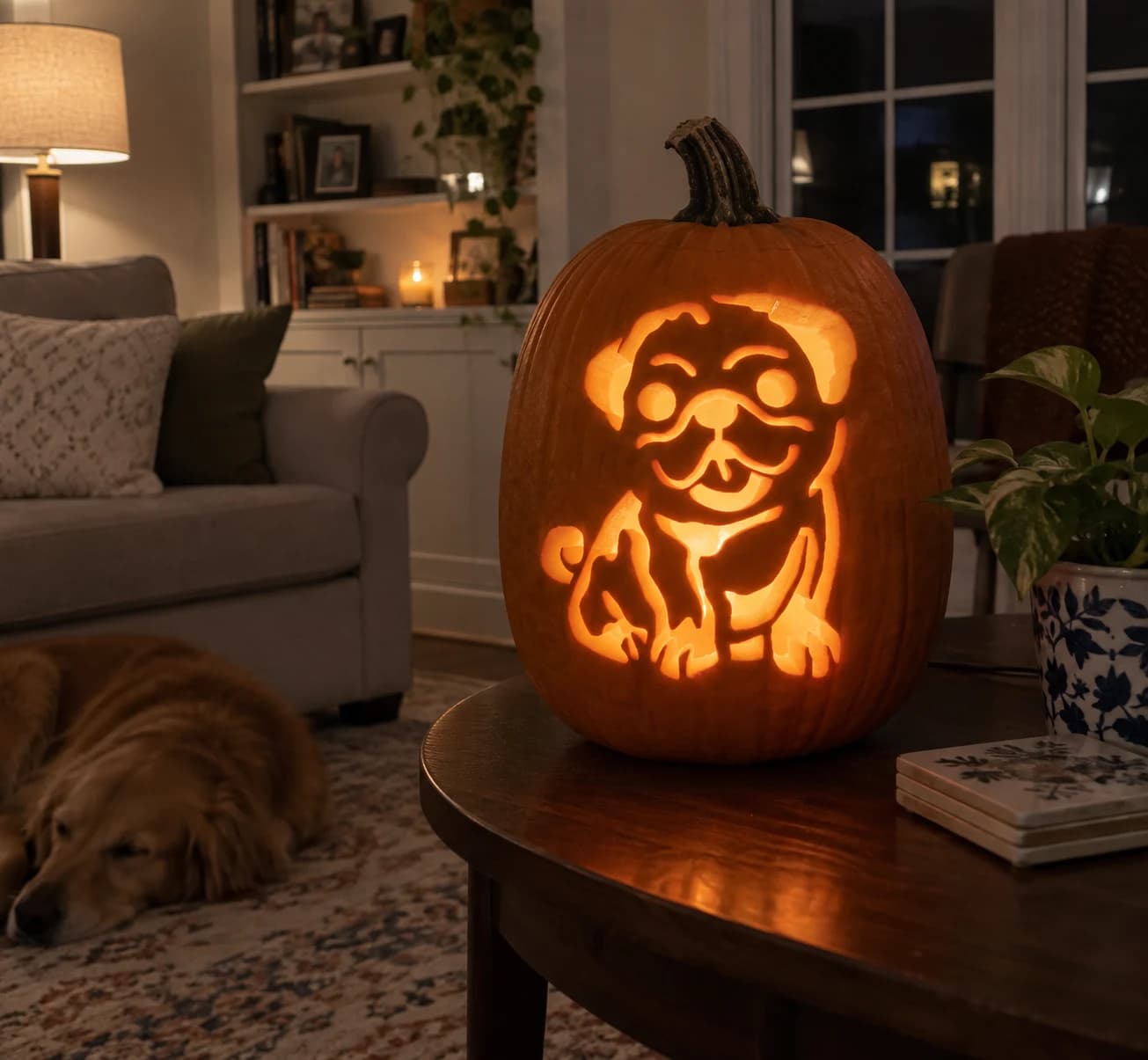 Pug Pumpkin Stencil