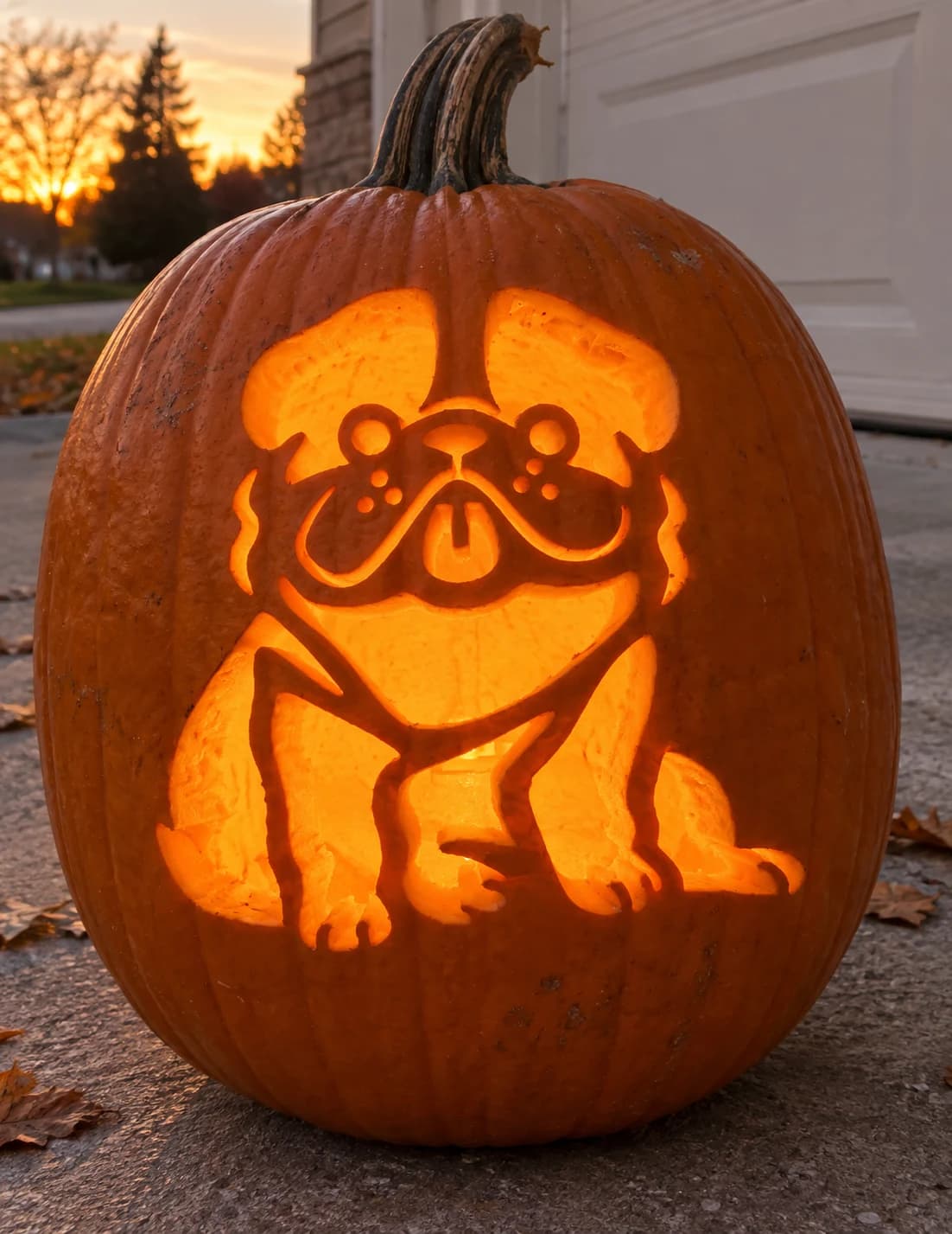 English Bulldog Pumpkin Stencil