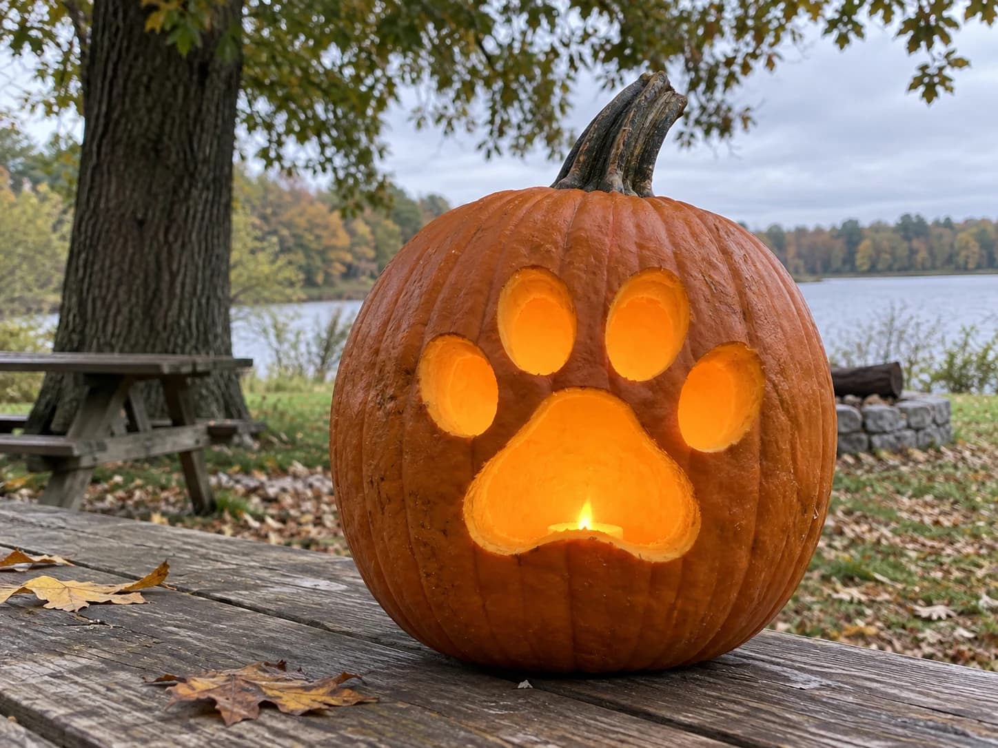 Paw Print Pumpkin Stencil