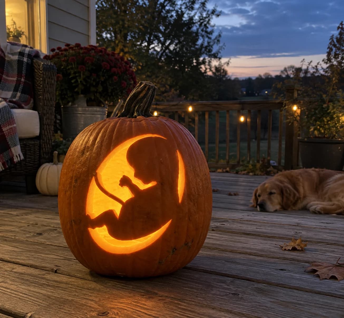 Fetus in Womb Pumpkin Stencil