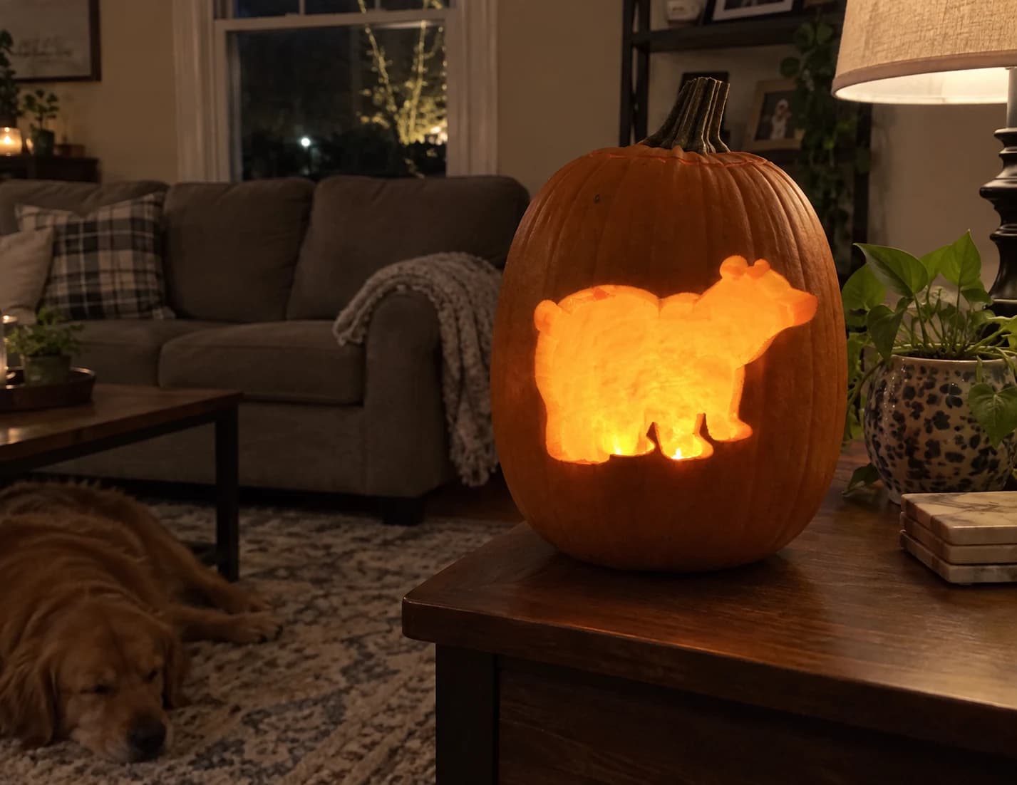 Bear Silhouette Pumpkin Stencil