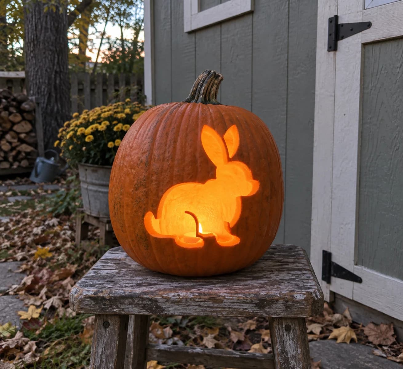 Sitting Bunny Pumpkin Stencil