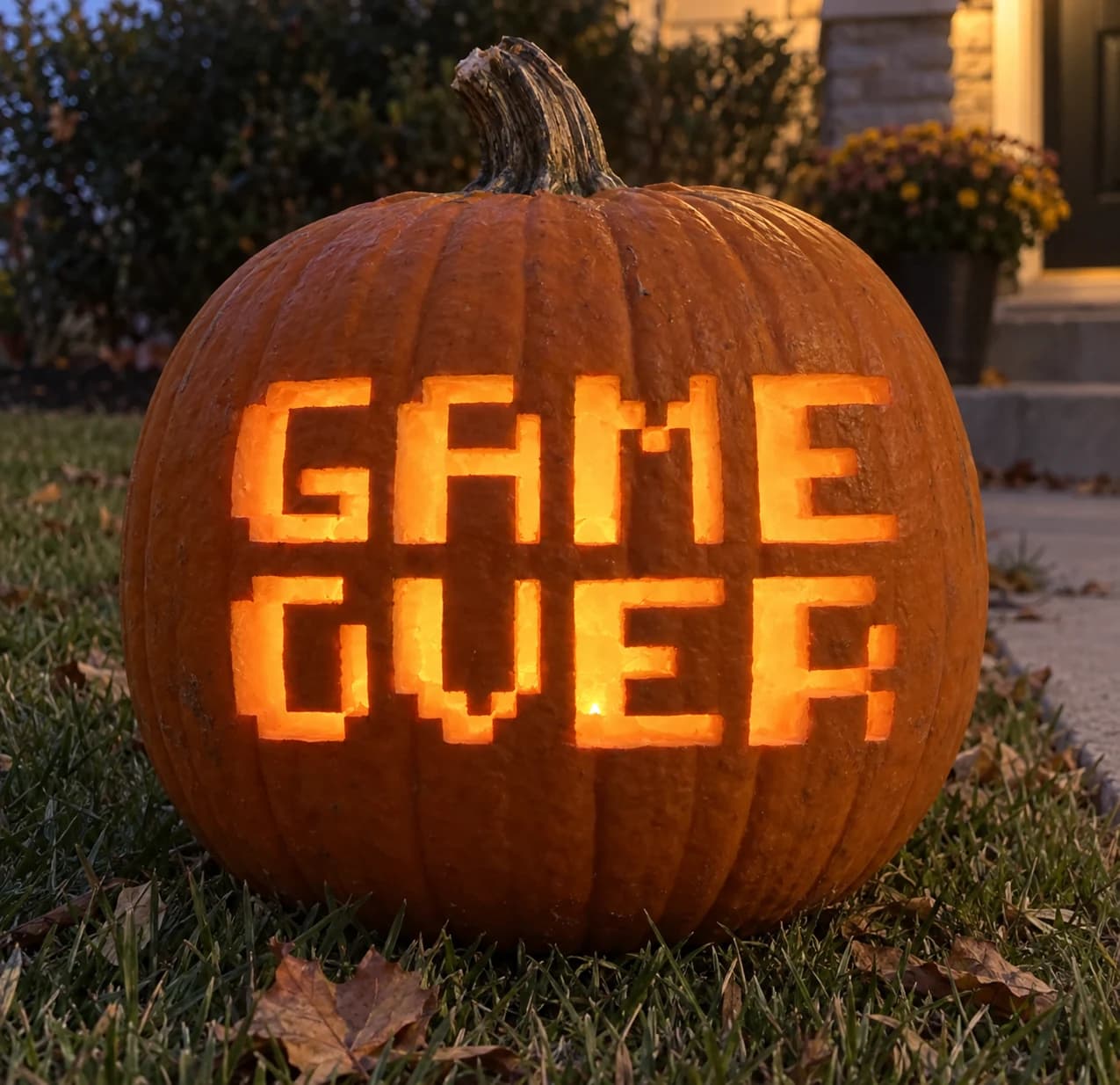 Game Over Pumpkin Stencil pumpkin carving stencil