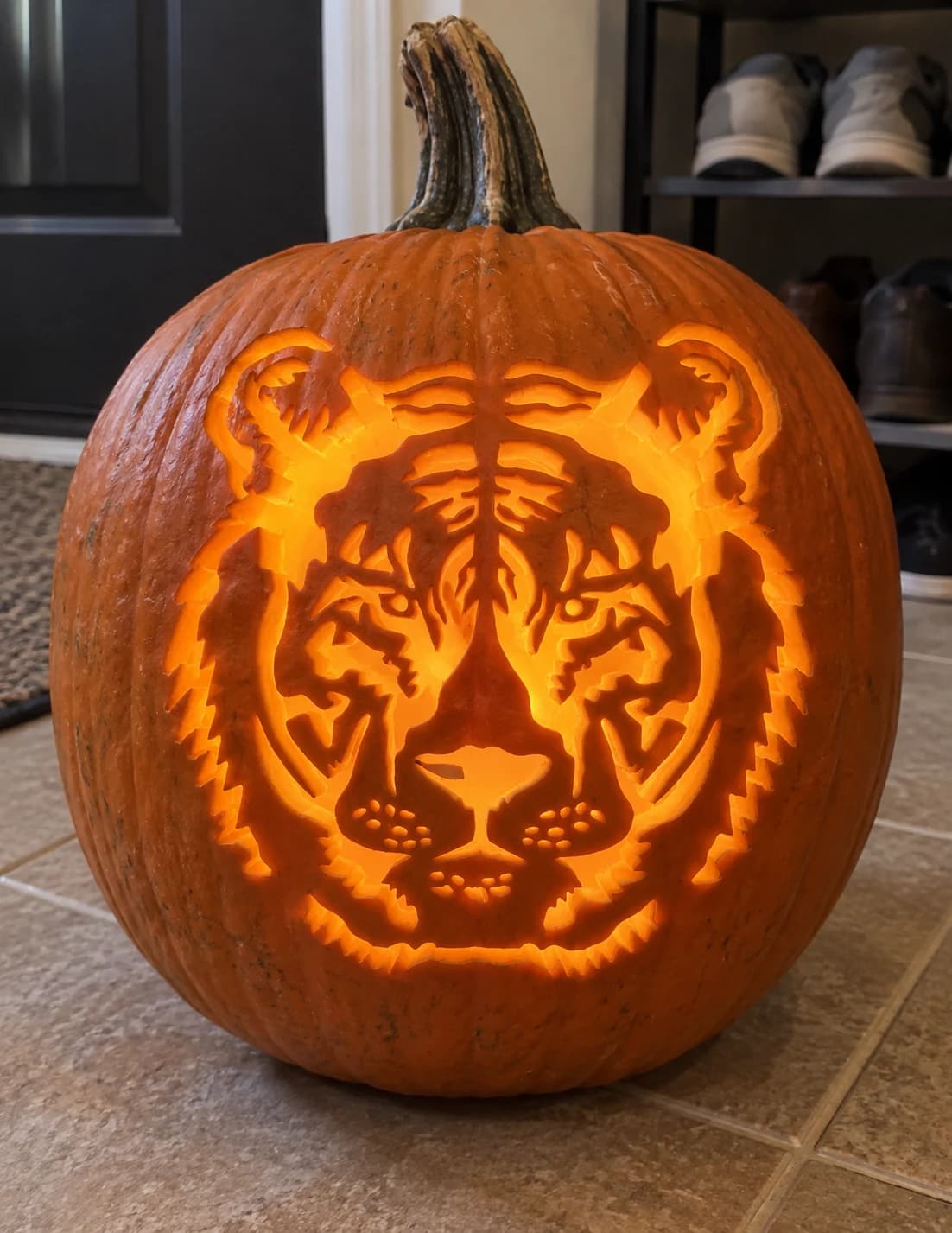 Tiger Face Pumpkin Stencil pumpkin carving stencil