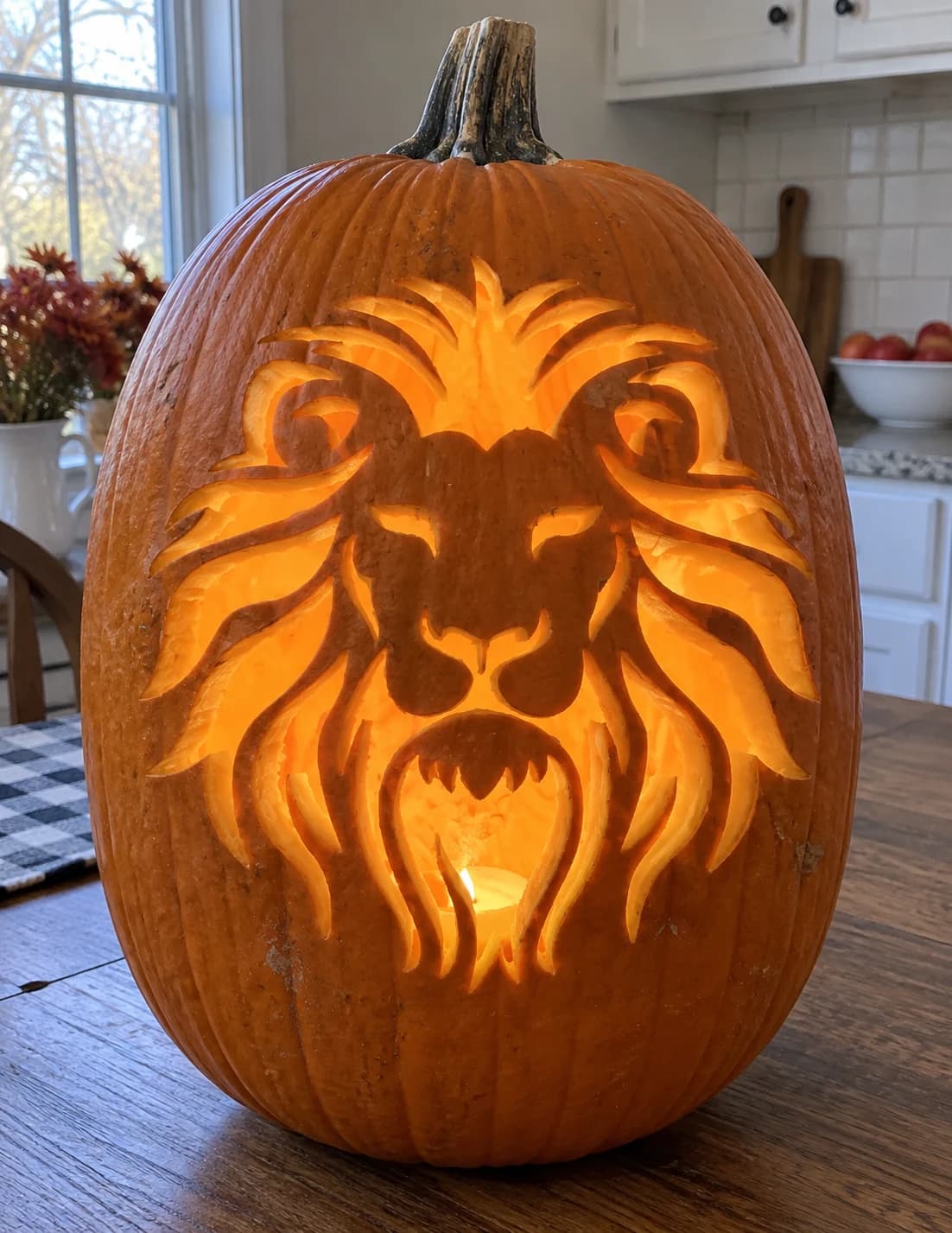 Lion Head Pumpkin Stencil