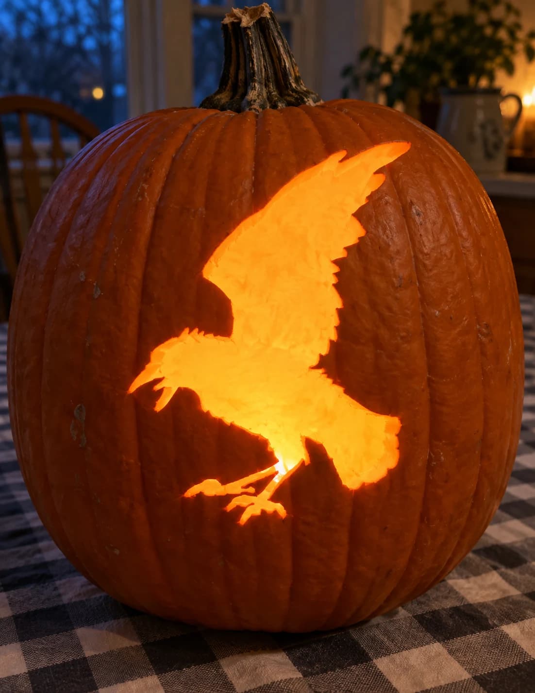 Landing Crow Pumpkin Stencil