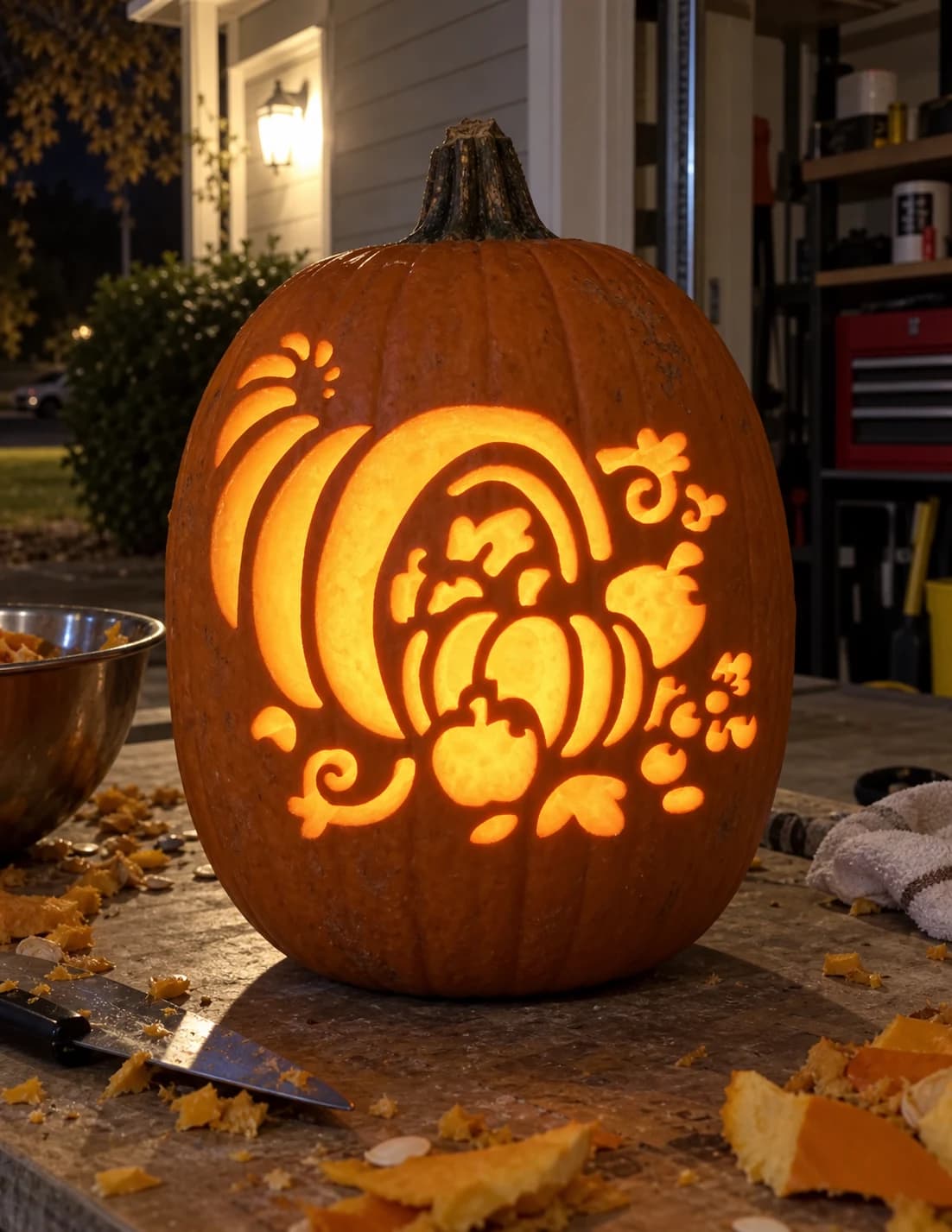 Cornucopia Pumpkin Stencil