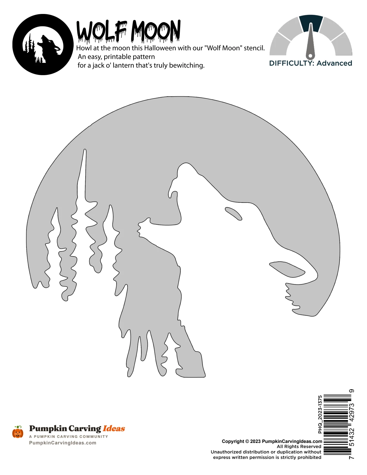 Howling Wolf Moon printable pattern