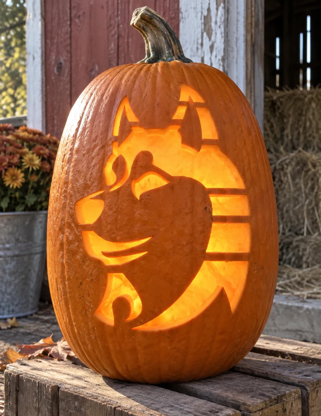 Siberian Husky Pumpkin Stencil