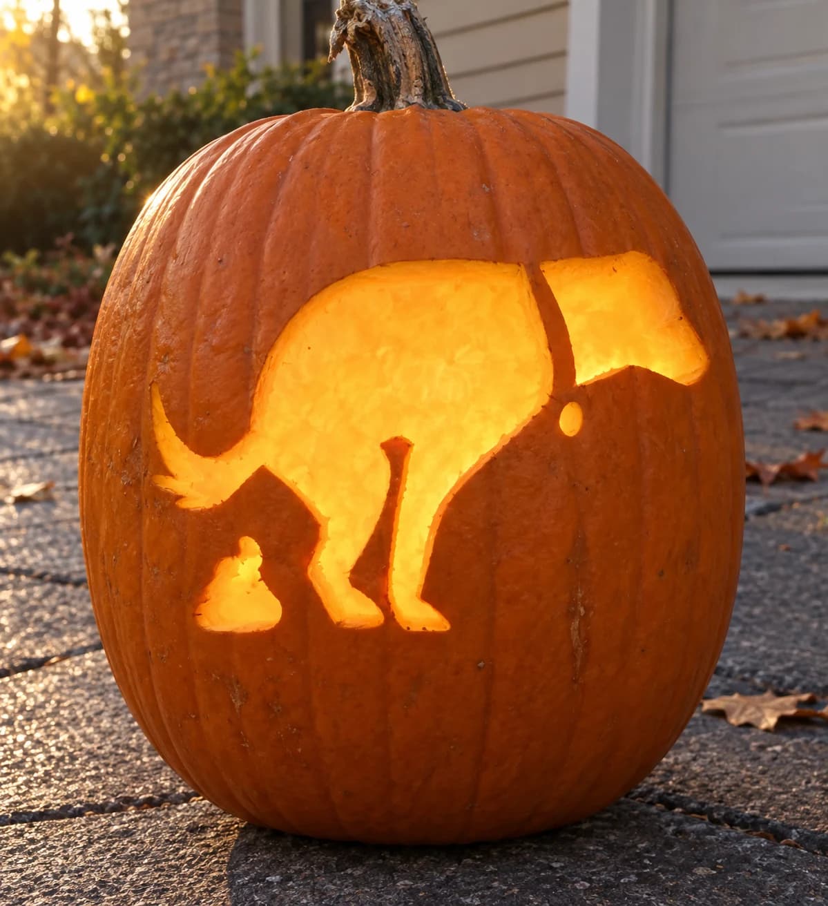 Dog Pooping Pumpkin Stencil