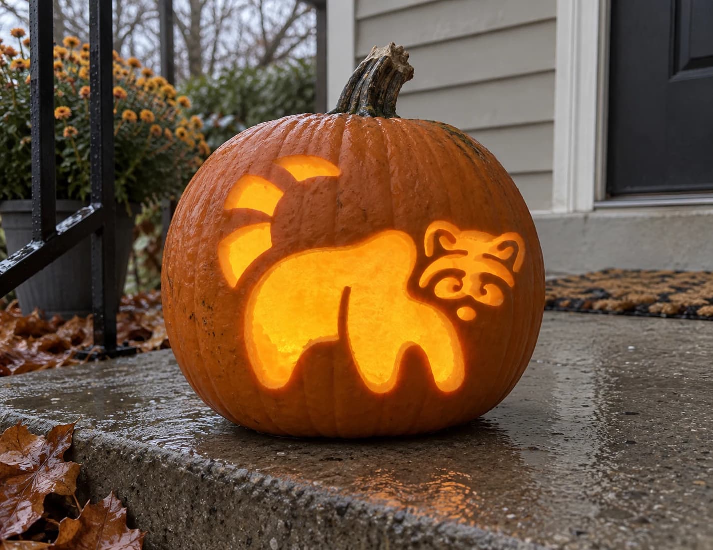 Raccoon Pumpkin Stencil