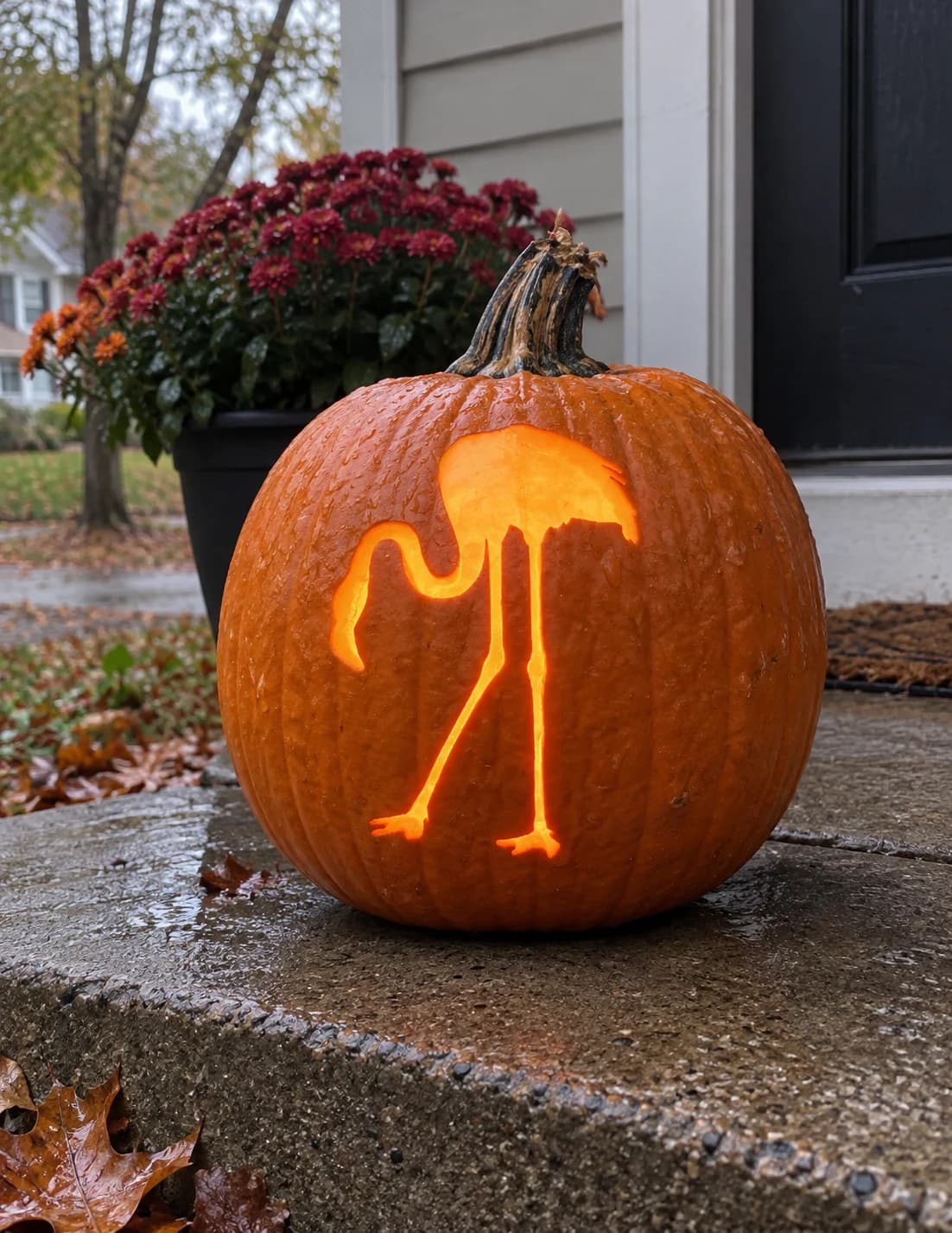 Flamingo Pumpkin Stencil