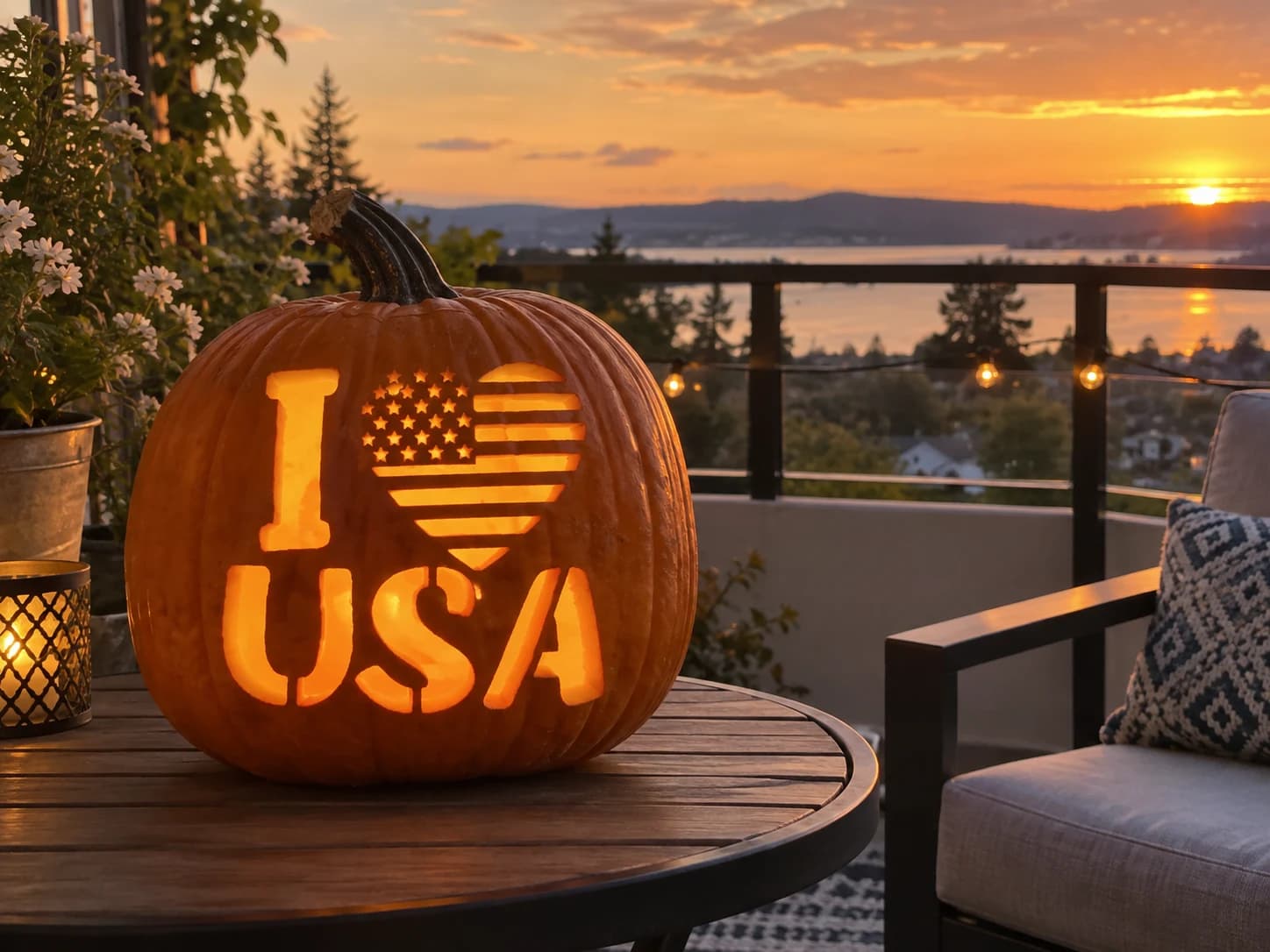 I Love USA Pumpkin Stencil