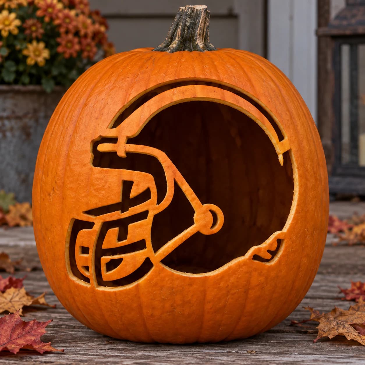 Football Helmet Pumpkin Stencil