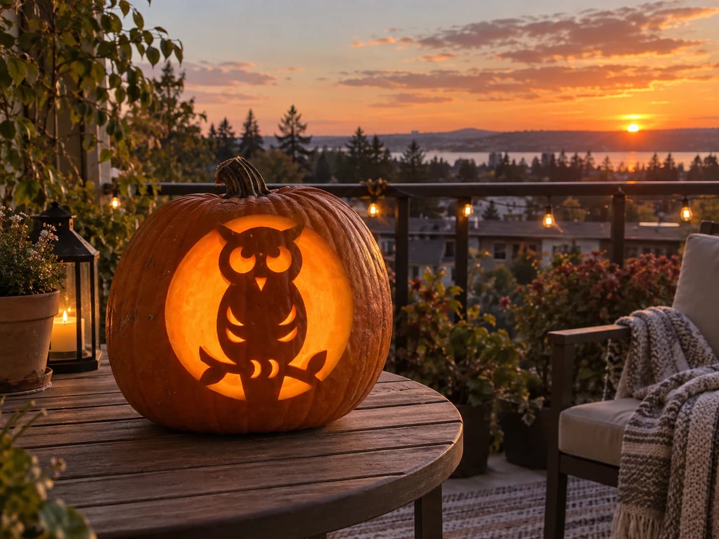 Owl on Moon Pumpkin Stencil