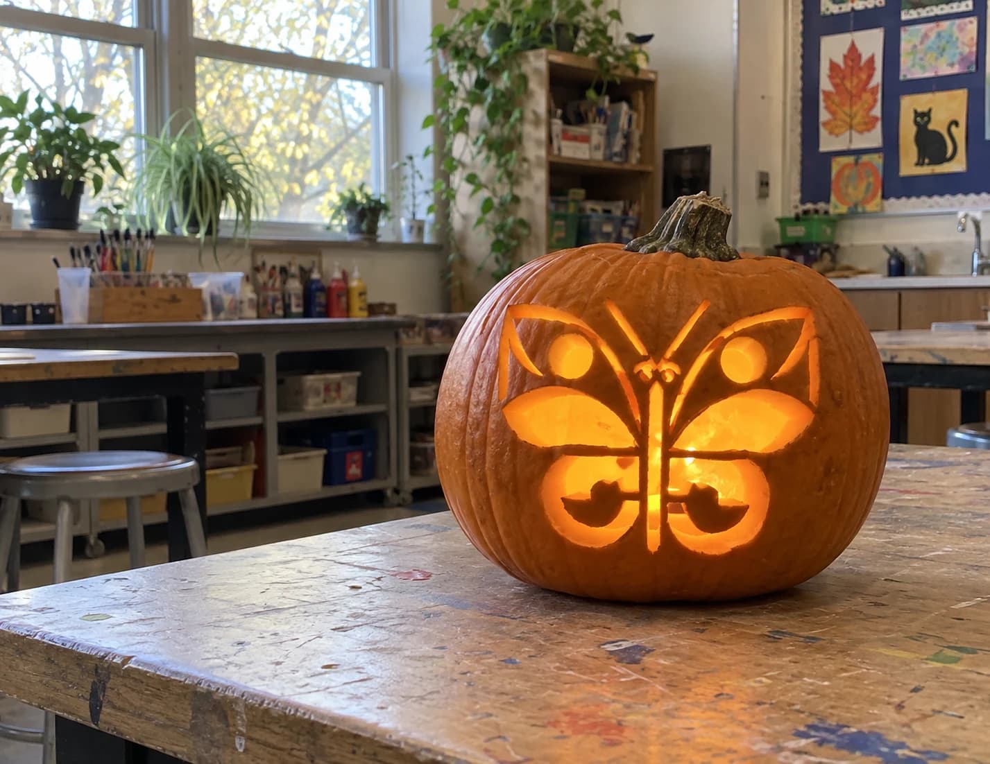 Geometric Butterfly Pumpkin Stencil