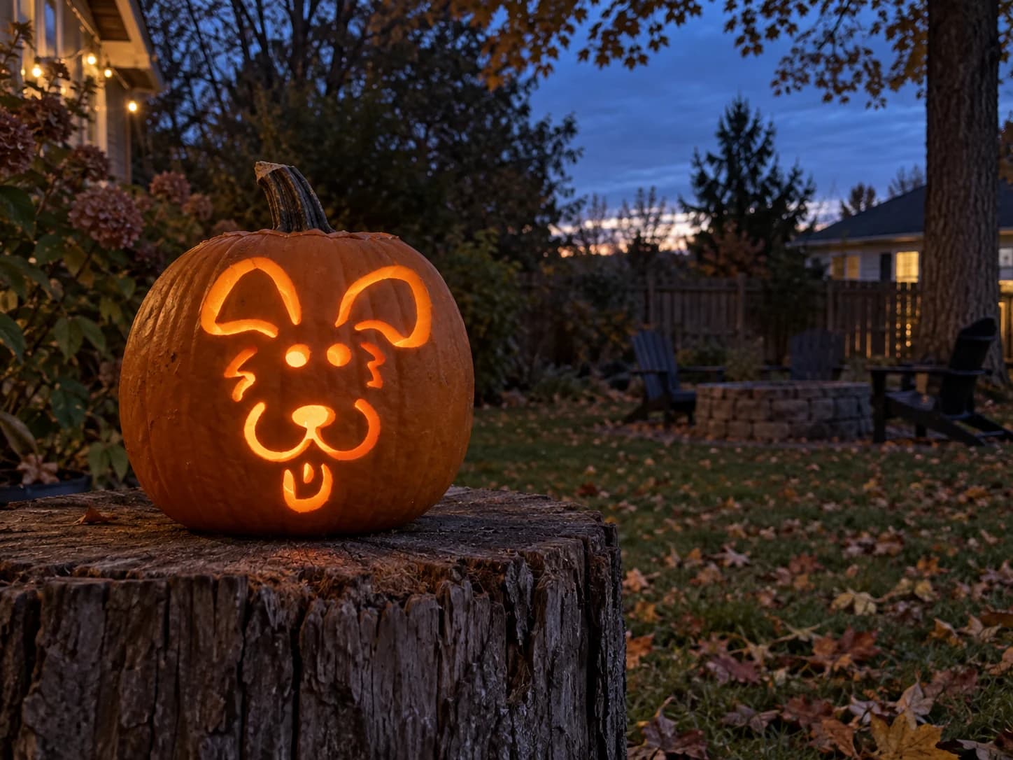 Cartoon Dog Face Pumpkin Stencil