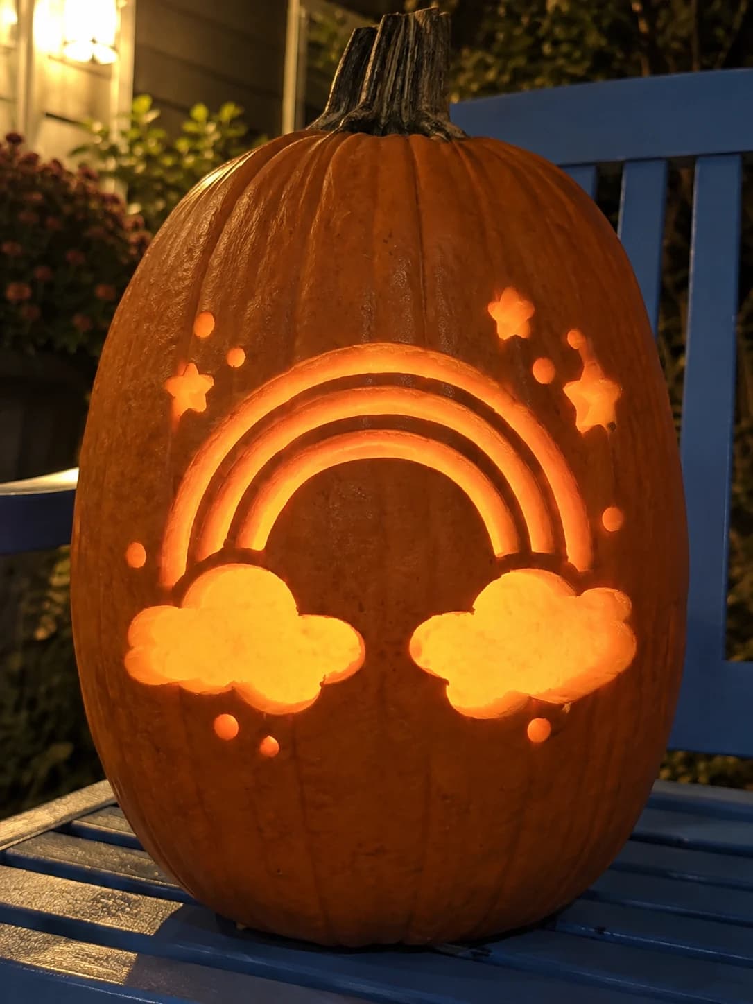 Rainbow and Clouds Pumpkin Stencil