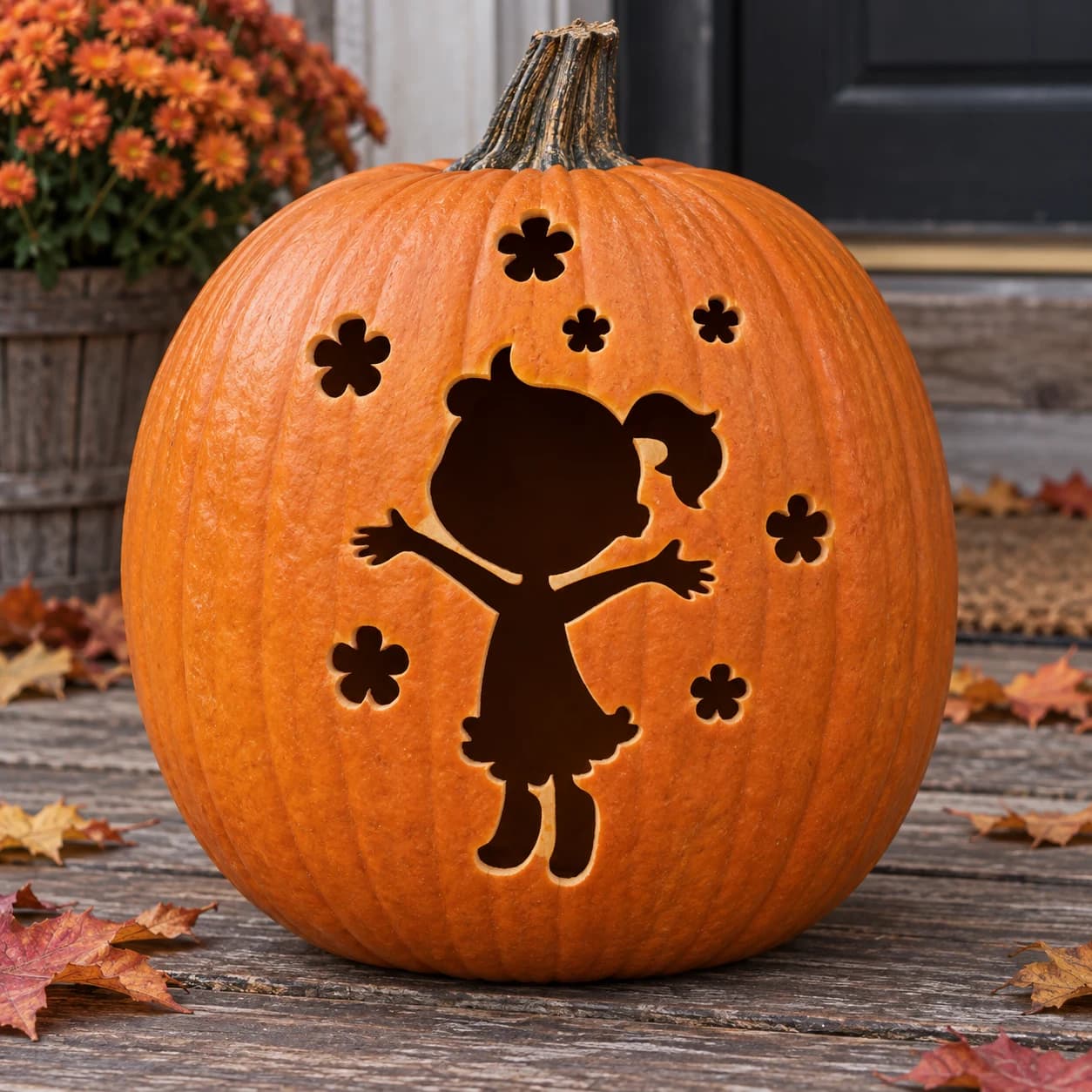 Dancing Girl Pumpkin Stencil
