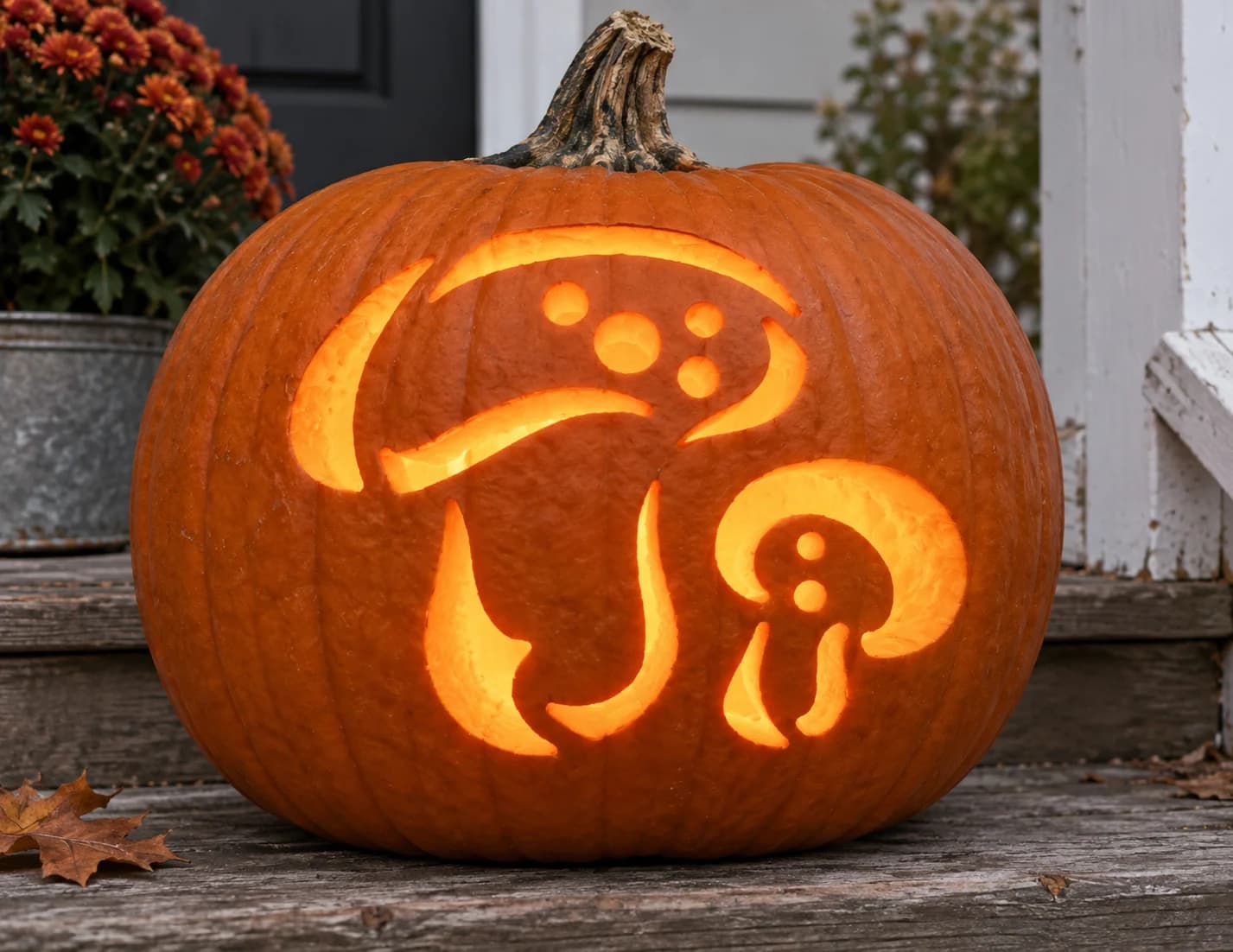 Two Mushrooms Pumpkin Stencil