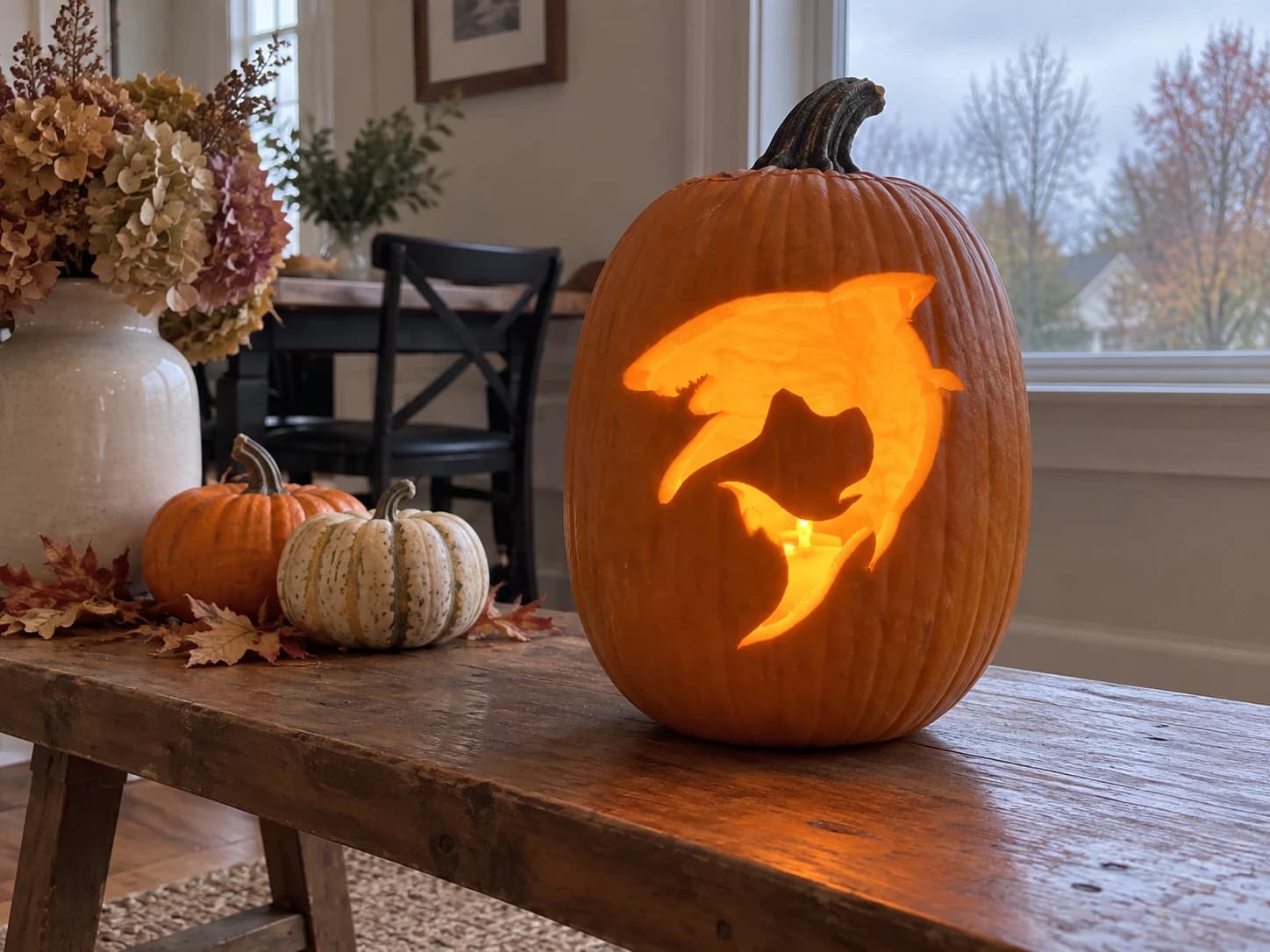 Two Sharks Pumpkin Stencil pumpkin carving stencil