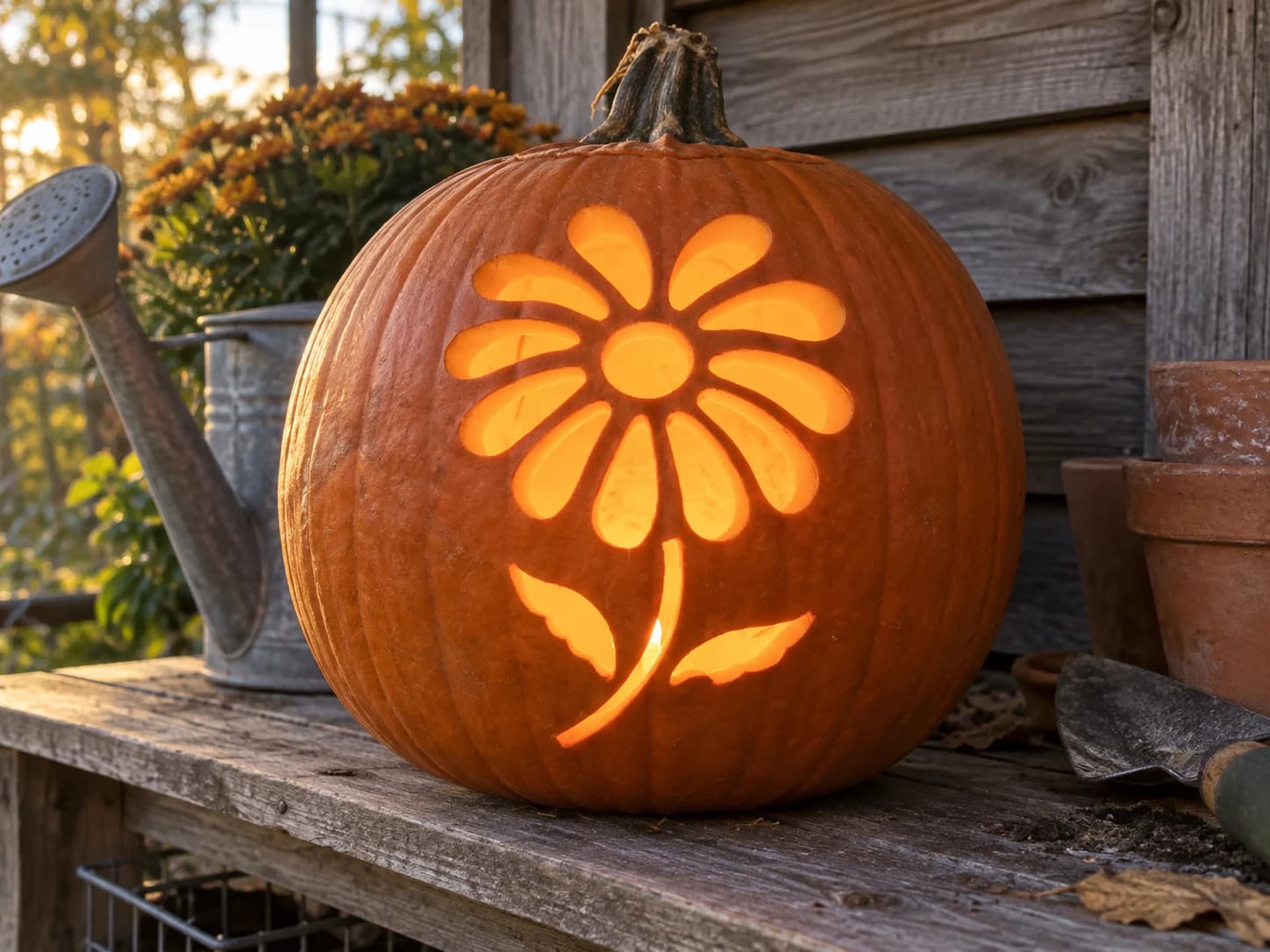 Chamomile Flower Pumpkin Stencil