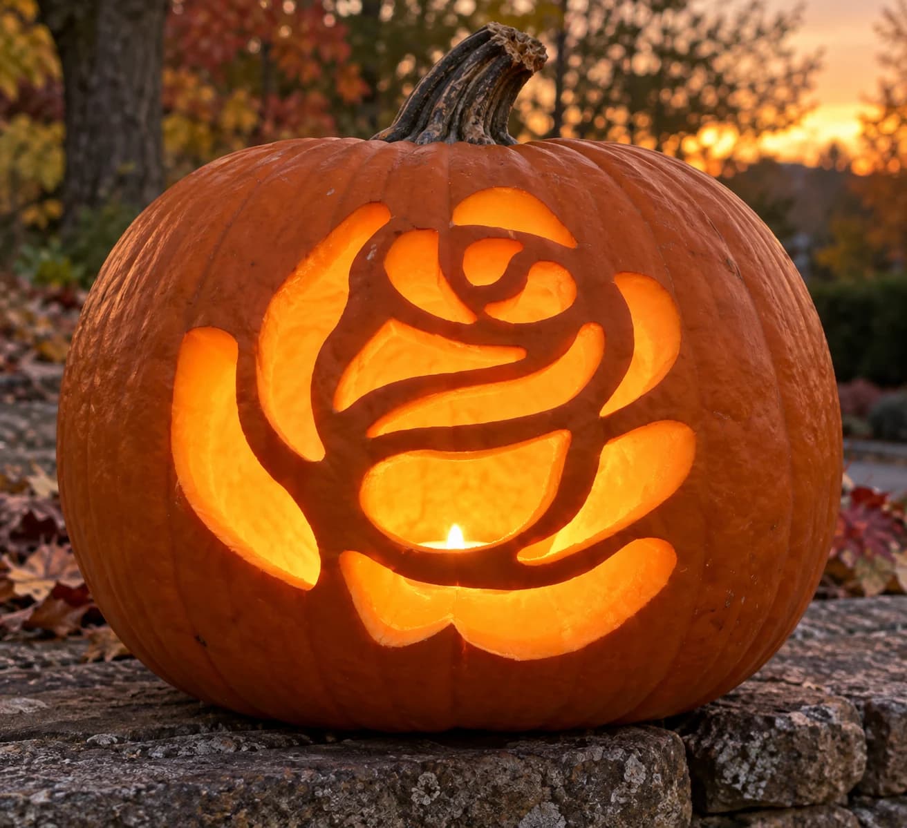 Rose Bloom Pumpkin Stencil