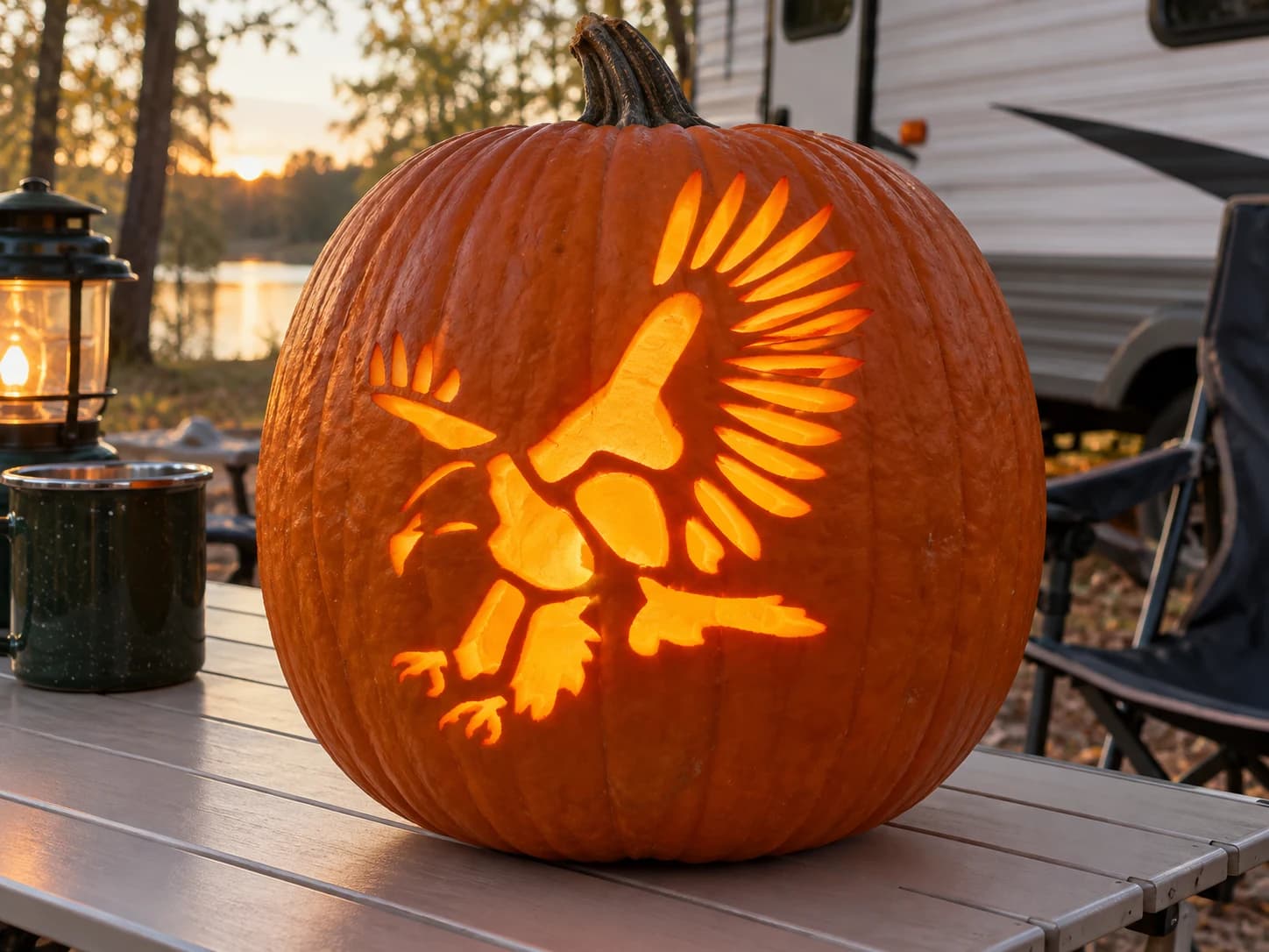 Swooping Bald Eagle Pumpkin Stencil