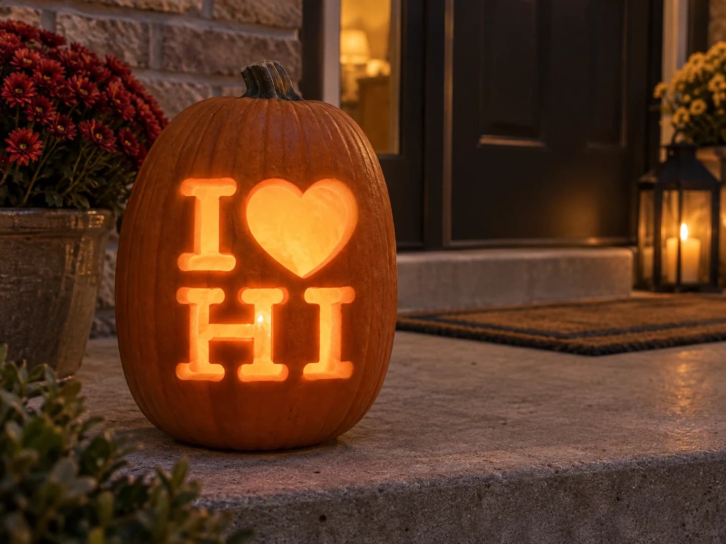 I Love Hawaii Pumpkin Stencil