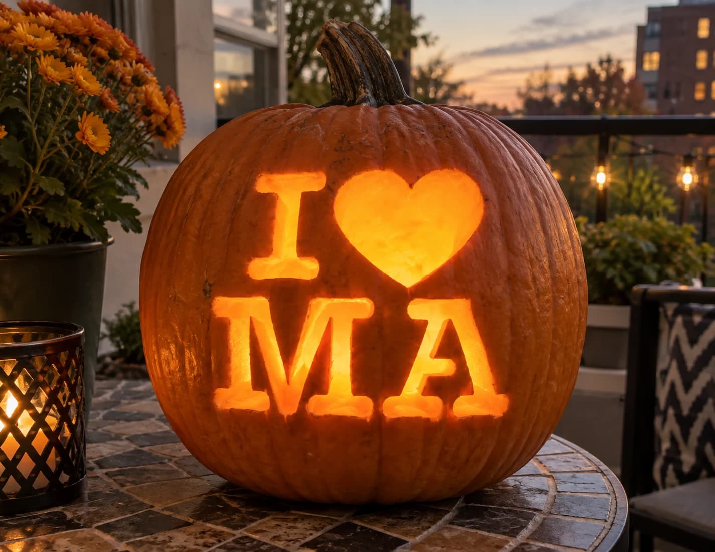 I Love Massachusetts Pumpkin Stencil