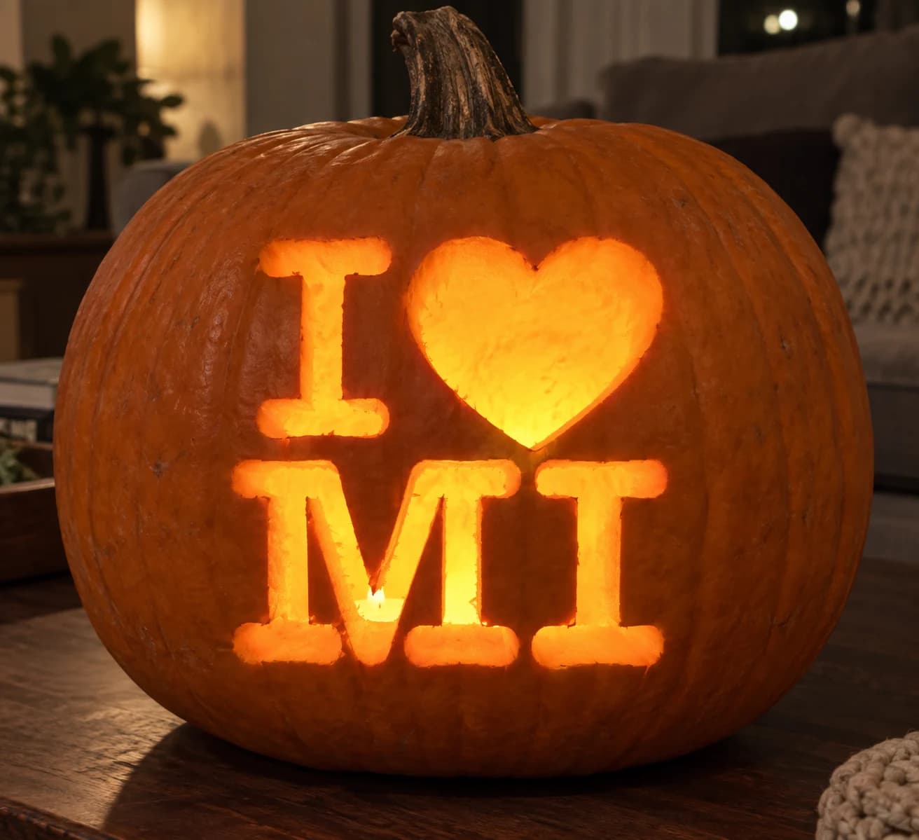 I Love Michigan Pumpkin Stencil