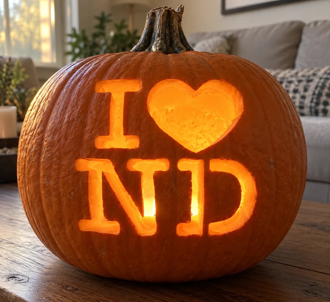 I Love North Dakota Pumpkin Stencil