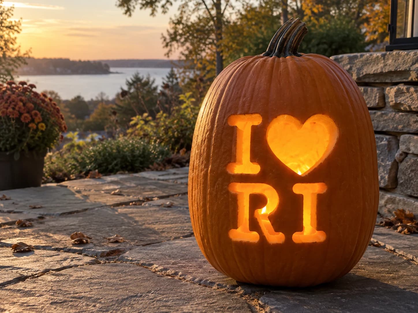 I Love Rhode Island Pumpkin Stencil